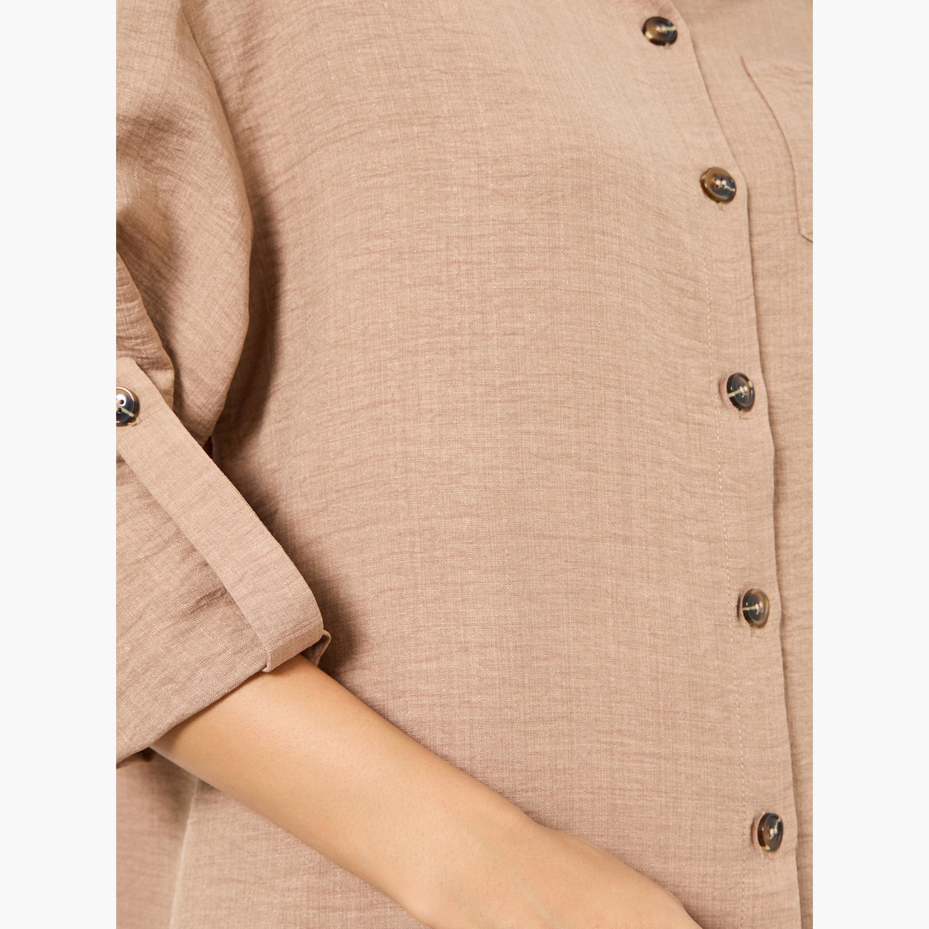 Styli Beige Buttoned Shirt Kimono and Pant Co-ords-women-clothing-coordsets-image-4