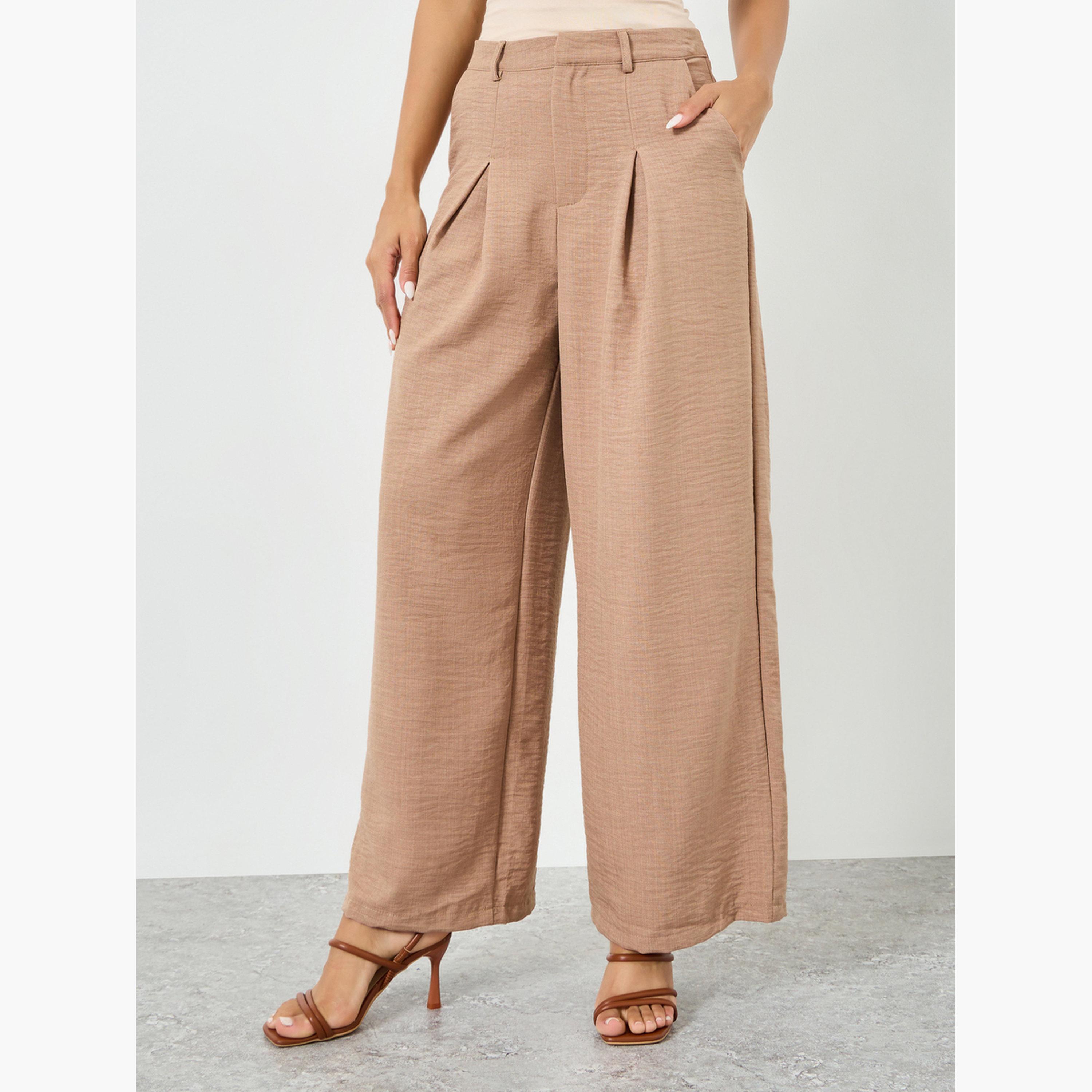 طقم منسق كيمونو بقميص وأزرار مع بنطلون لون بيج-women-clothing-coordsets-image-5