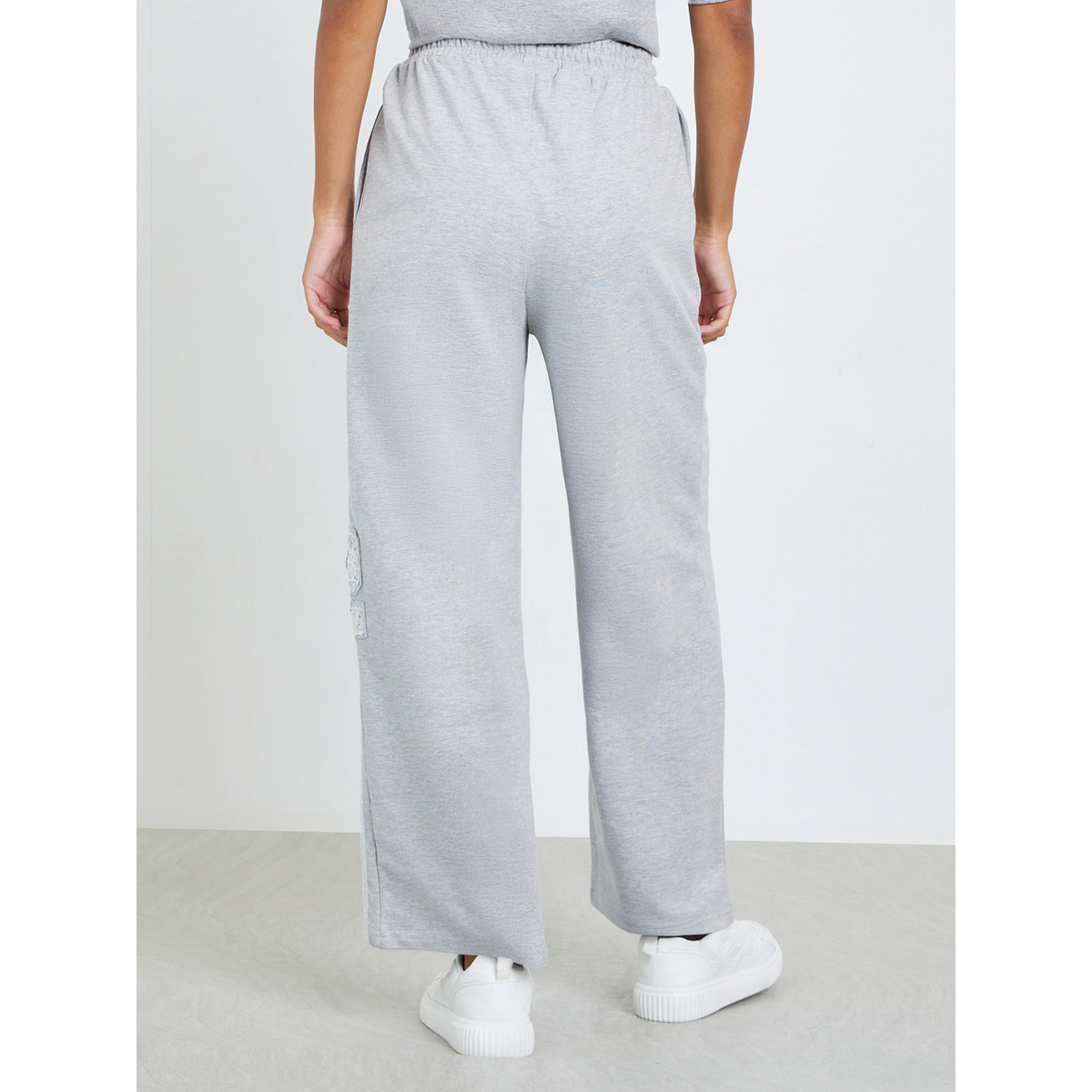 Styli Grey Lace Detail Wide Leg Joggers-women-clothing-bottoms-joggers-image-5