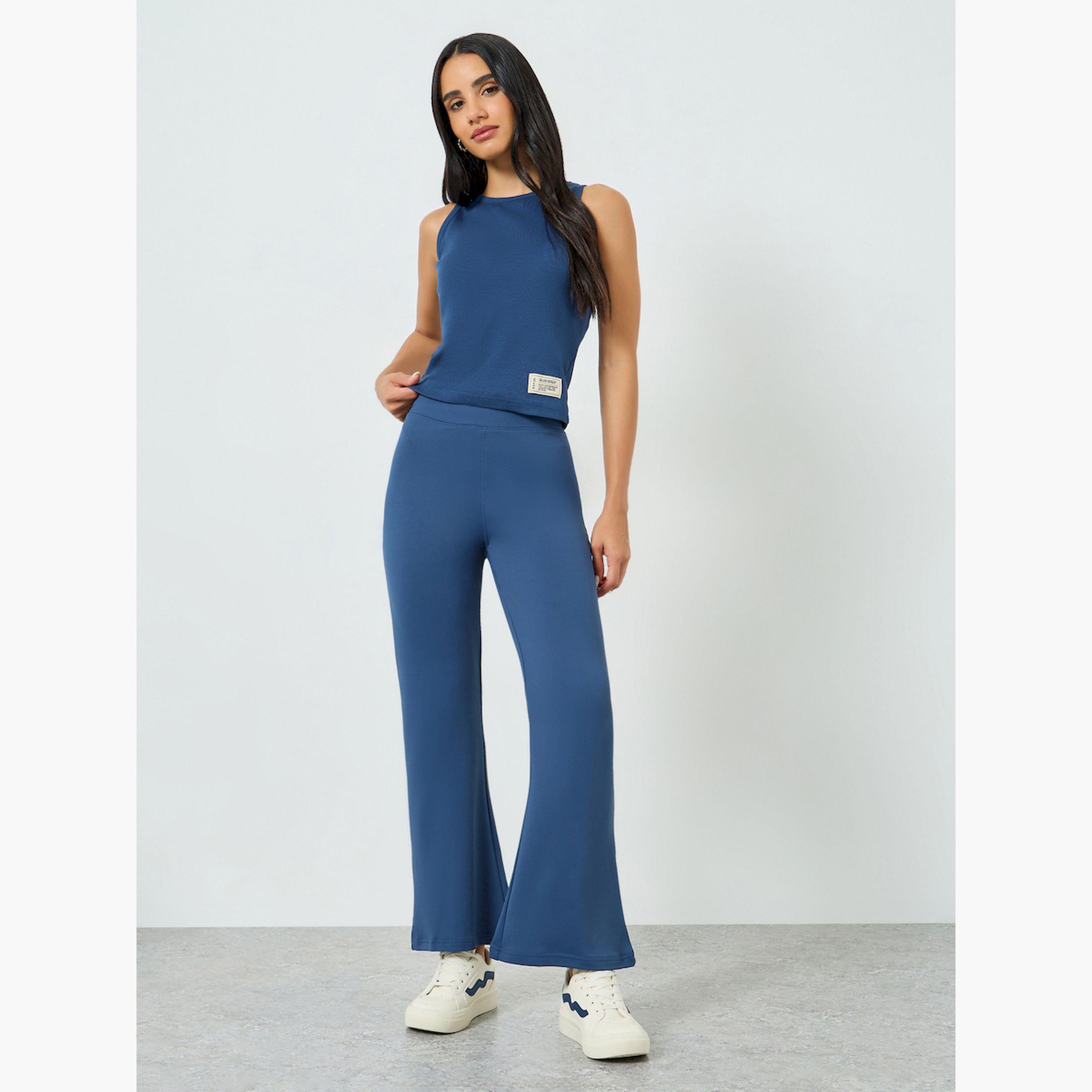 Styli Women Blue Flared Joggers-women-clothing-bottoms-joggers-image-2