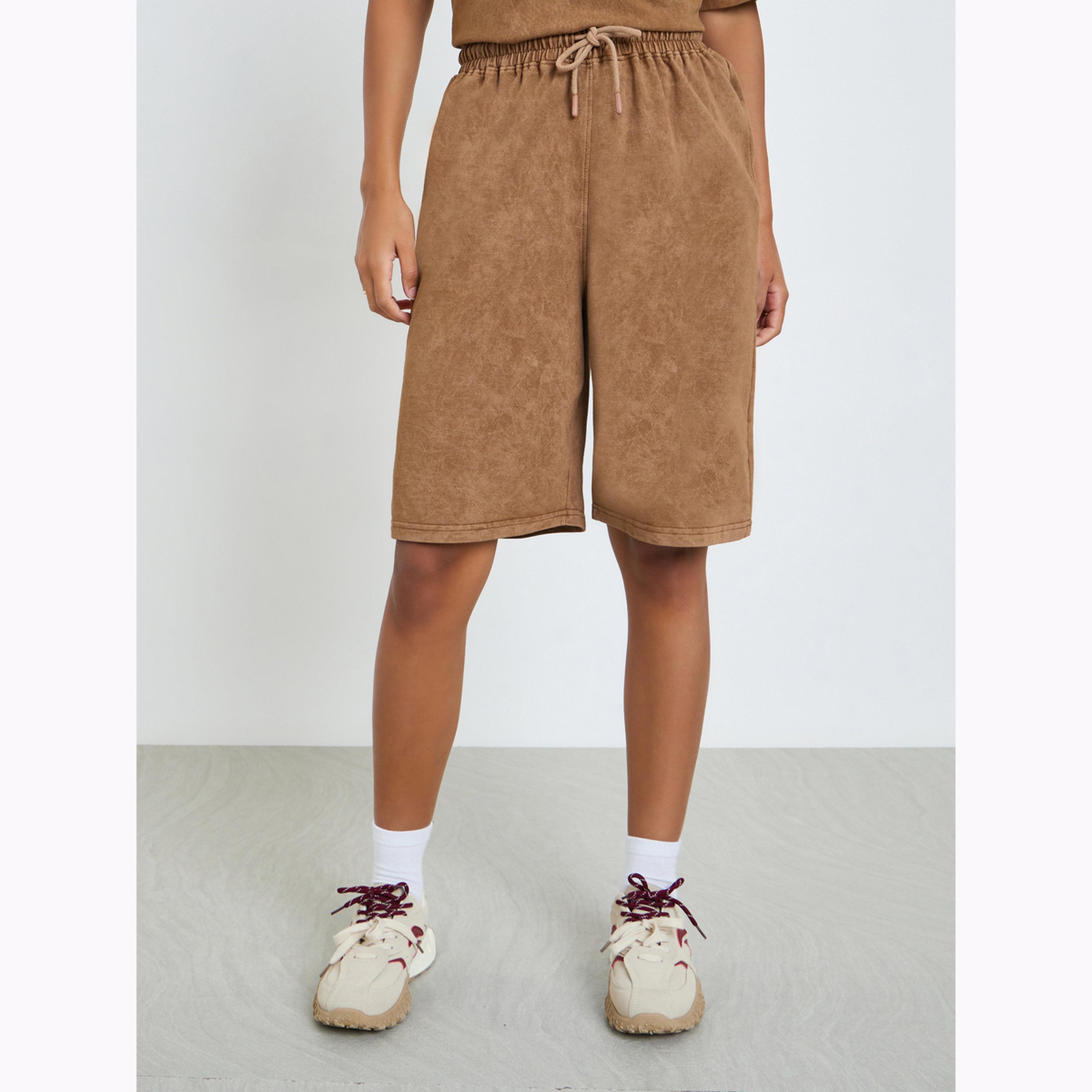 شورت تيري برباط خصر-women-clothing-bottoms-shorts-image-1