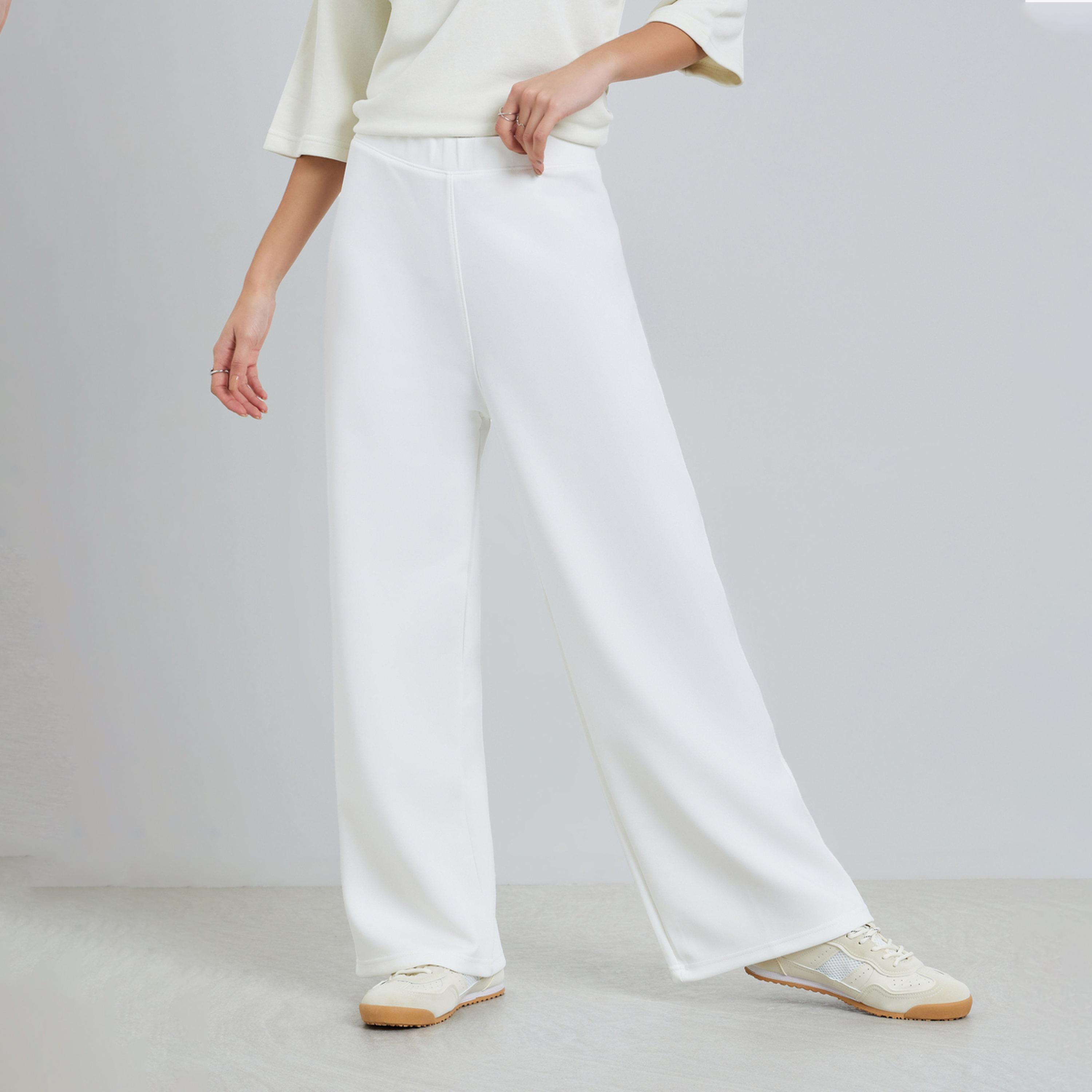 Styli Off White Wide Leg Scuba Joggers-women-clothing-bottoms-joggers-image-1