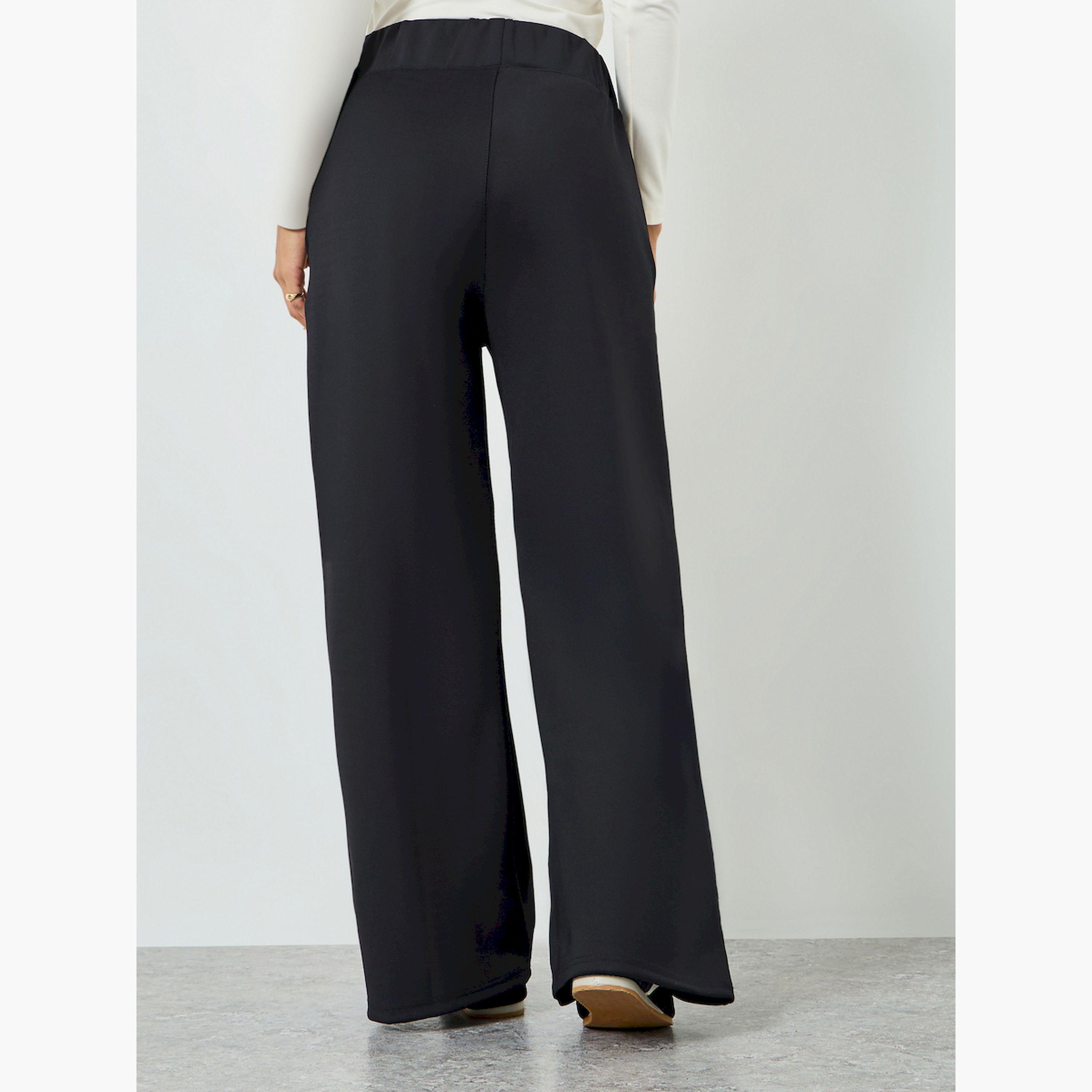 Styli Women Black Wide Leg Joggers-women-clothing-bottoms-joggers-image-4