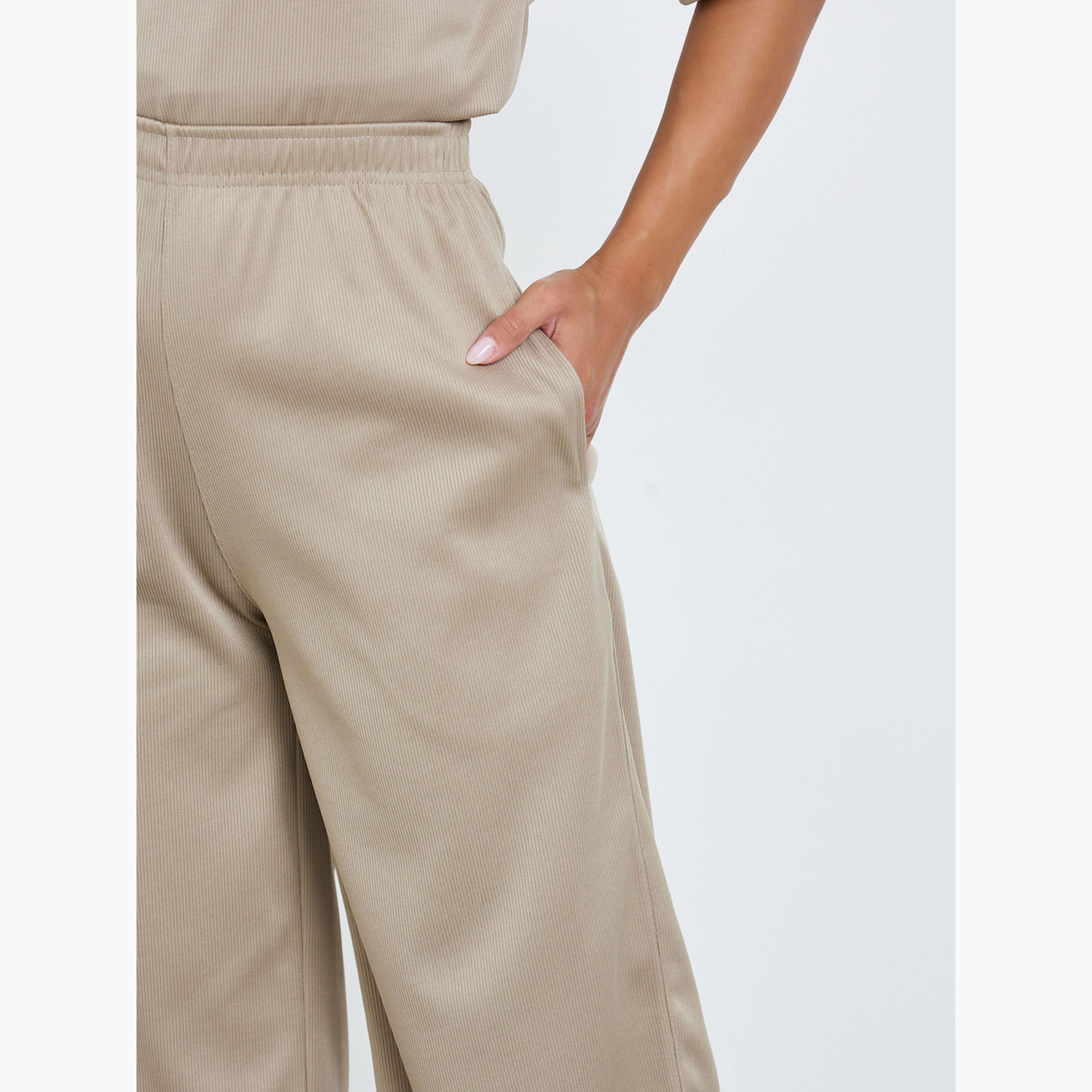 بنطال جوجر محبوك بساق واسعة-women-clothing-bottoms-joggers-image-3