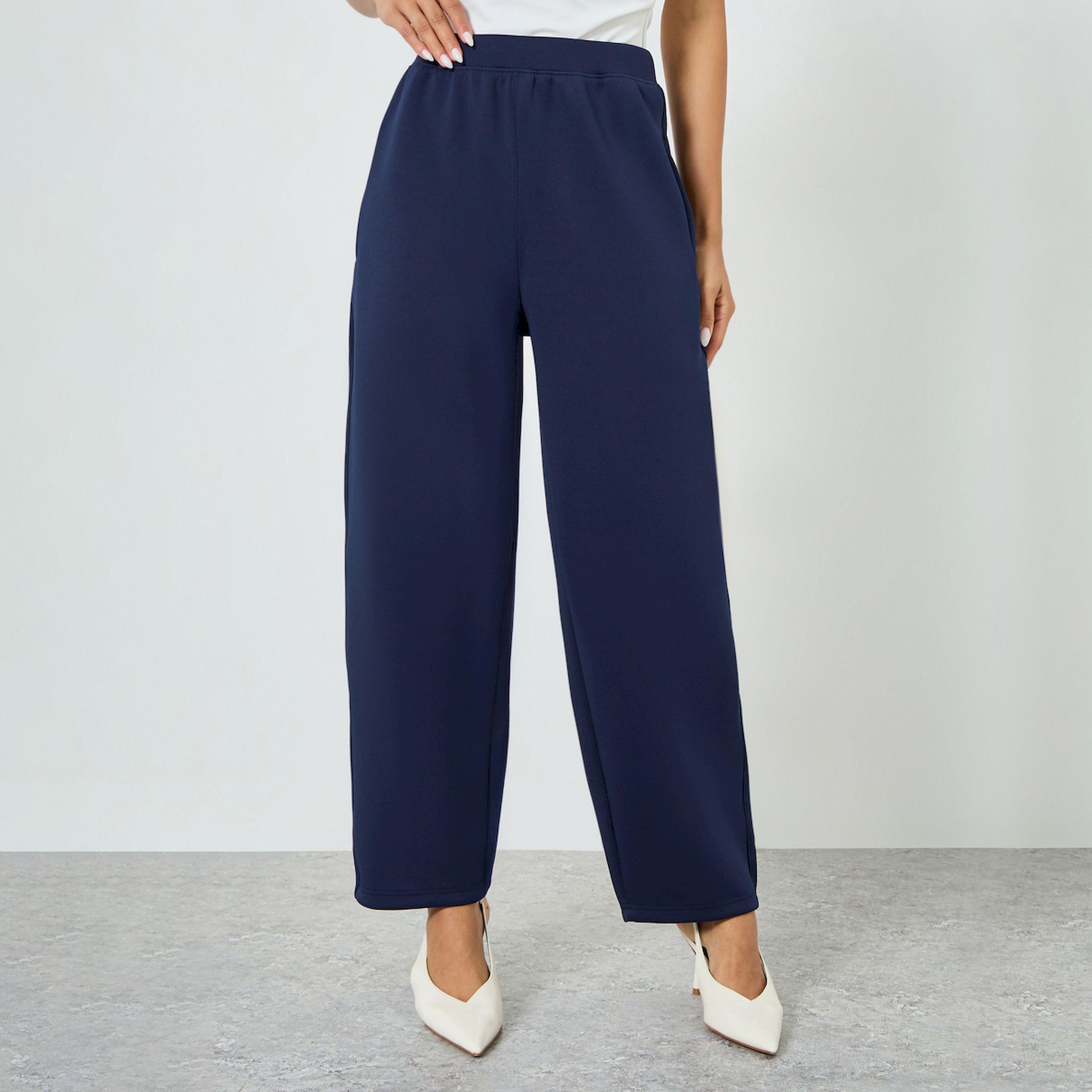 بنطال جوجر محبوك بساق واسعة-women-clothing-bottoms-joggers-image-1