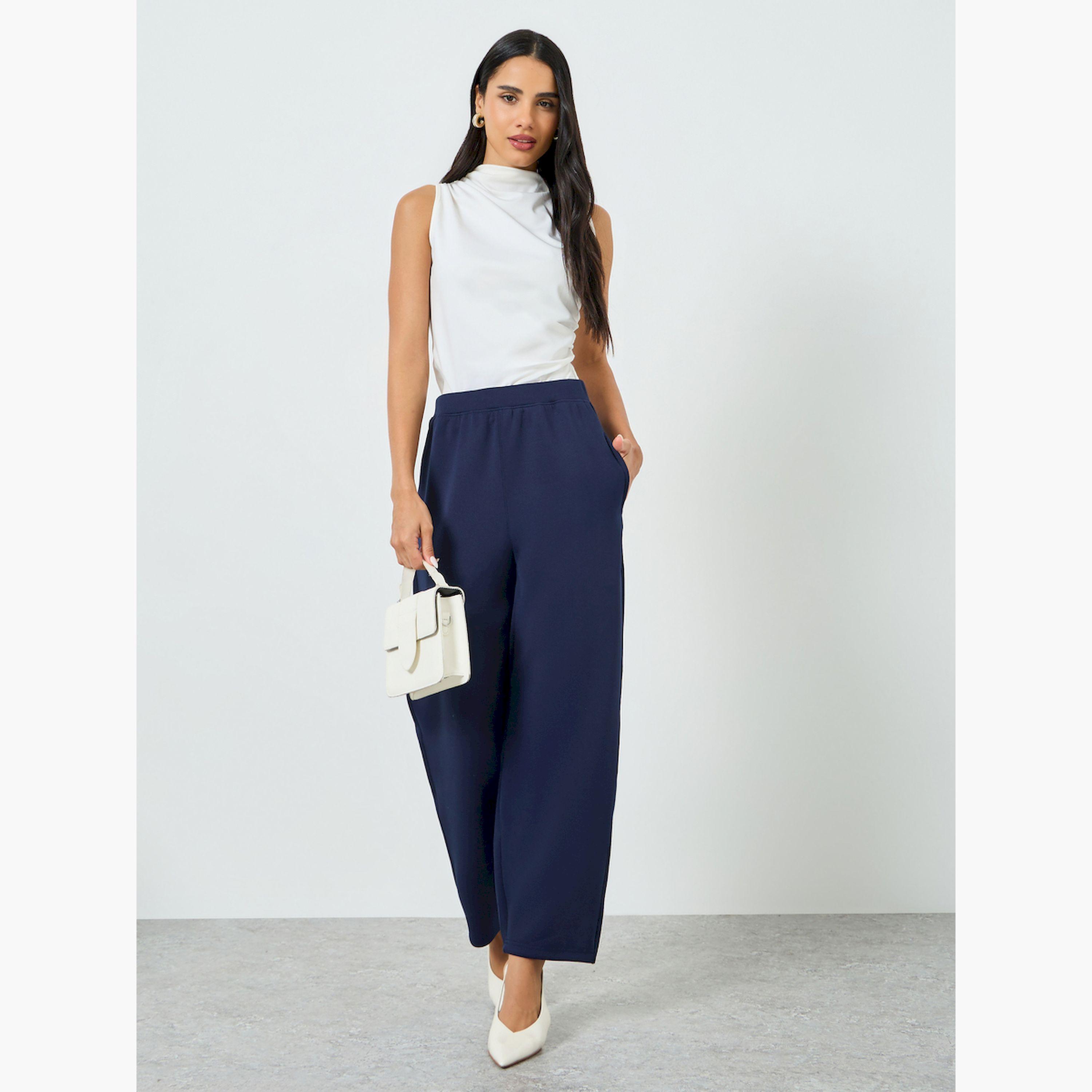 بنطال جوجر محبوك بساق واسعة-women-clothing-bottoms-joggers-image-2