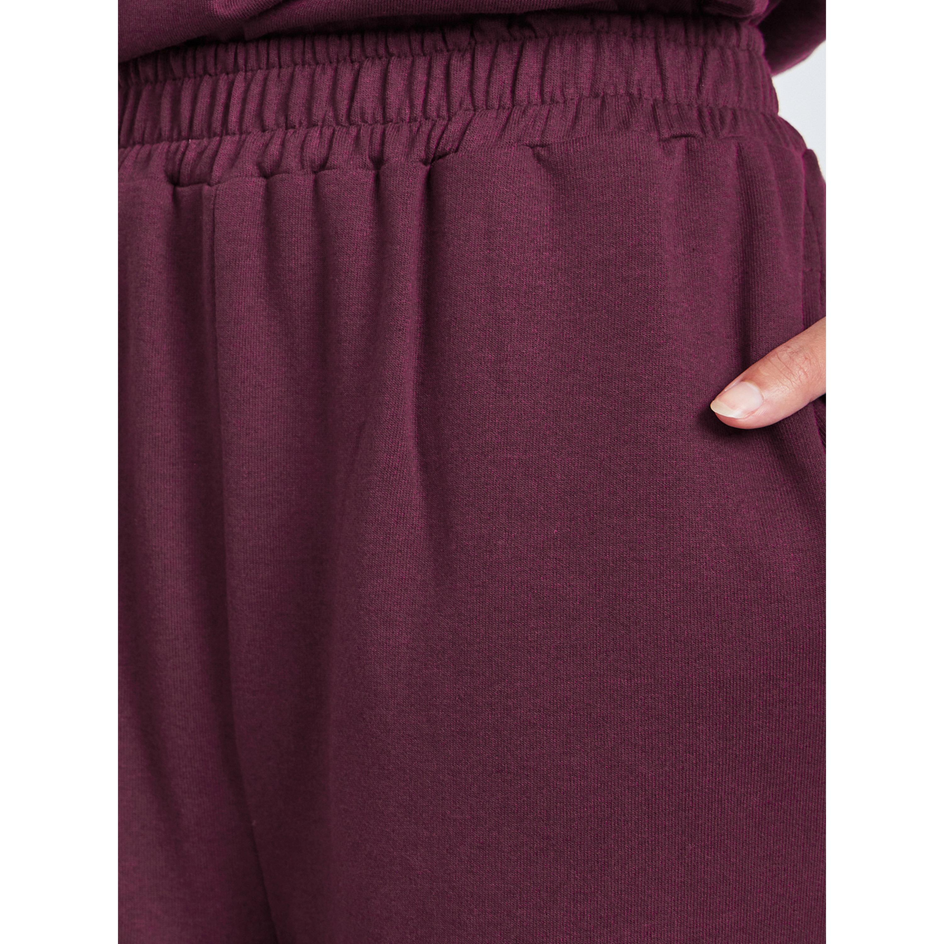 Styli Burgundy Solid Relaxed Fit Joggers-women-clothing-bottoms-joggers-image-3