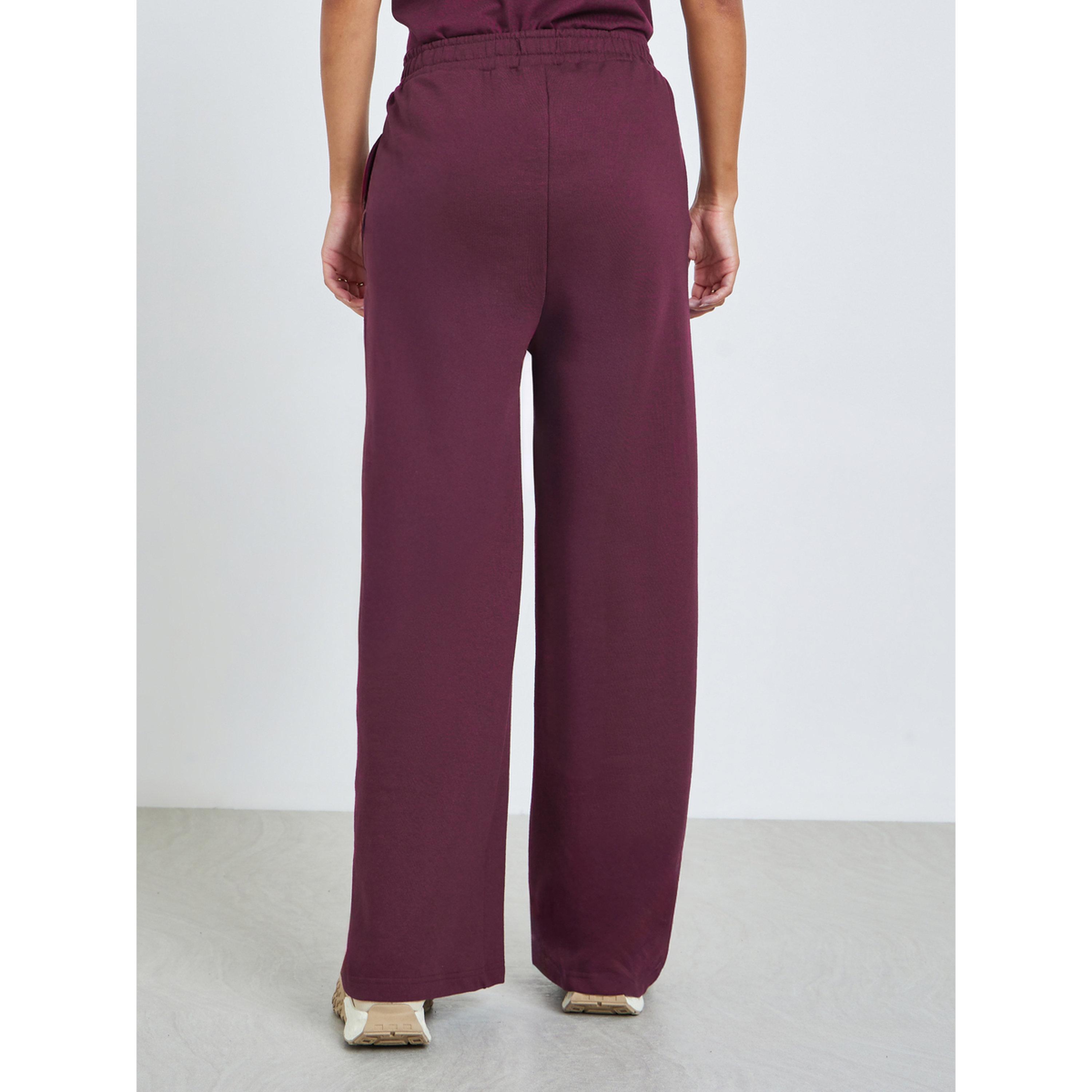 Styli Burgundy Solid Relaxed Fit Joggers-women-clothing-bottoms-joggers-image-4