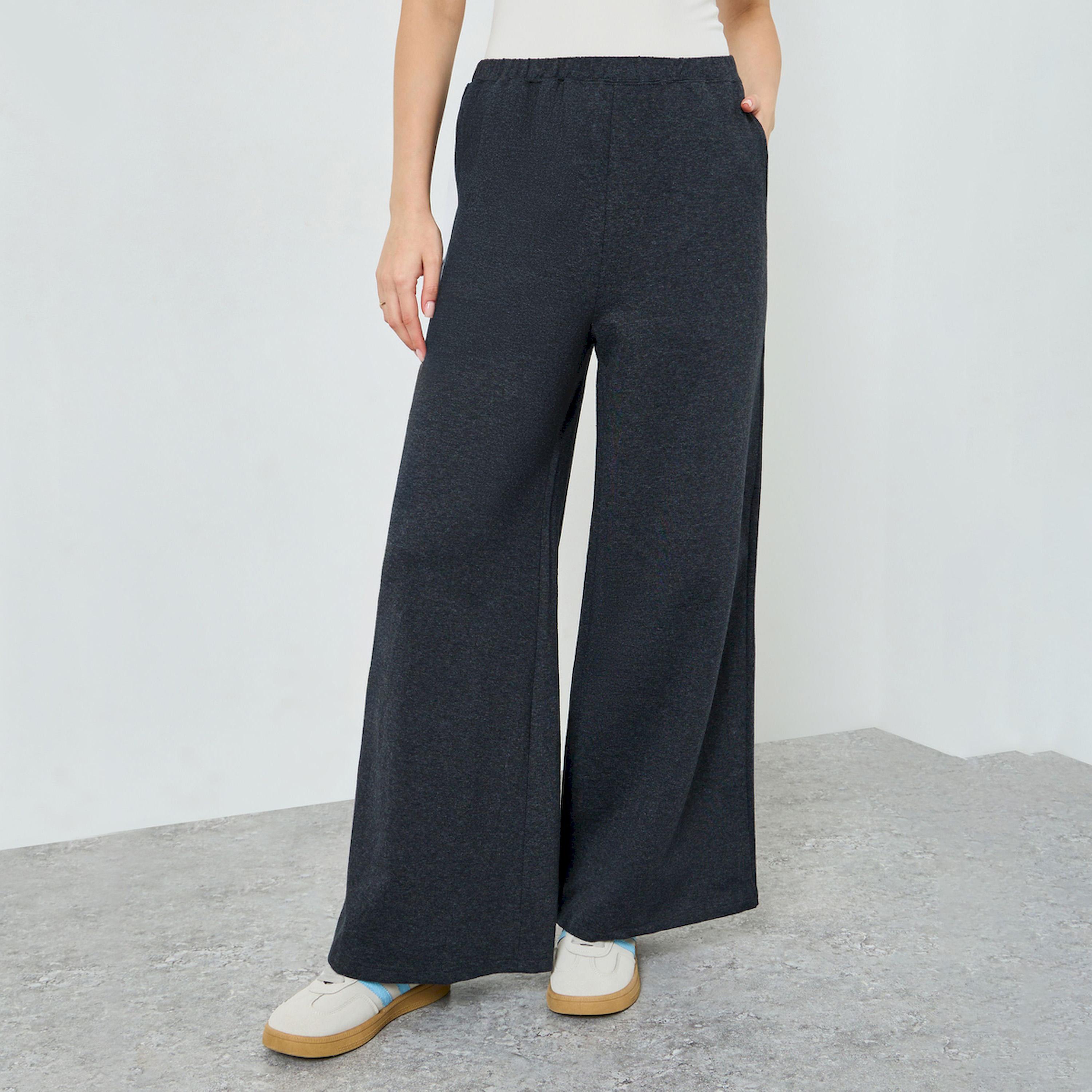 بنطال جوجر محبوك بساق واسعة-women-clothing-bottoms-joggers-image-1
