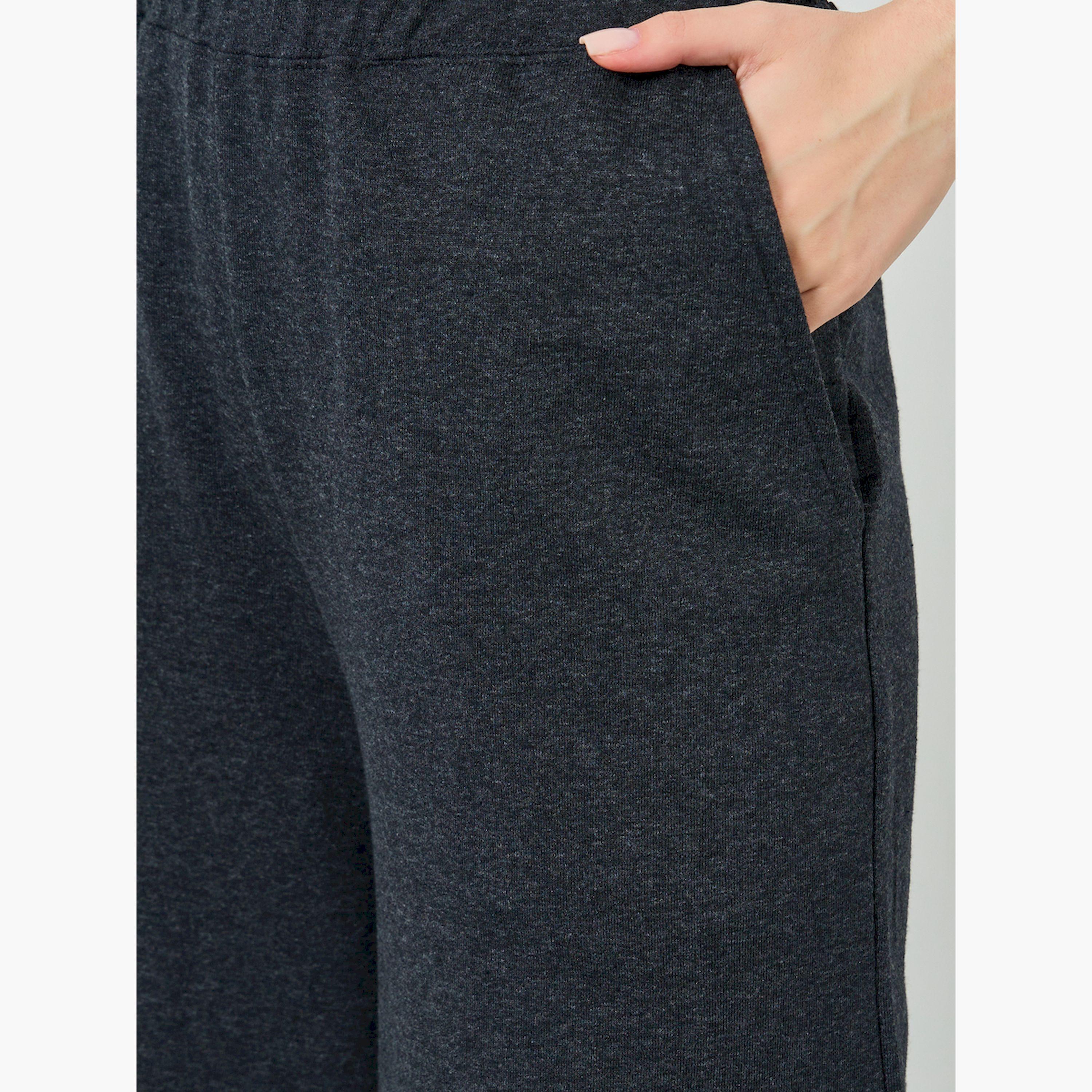 Styli Navy Blue Knitted Wide Leg Joggers-women-clothing-bottoms-joggers-image-3