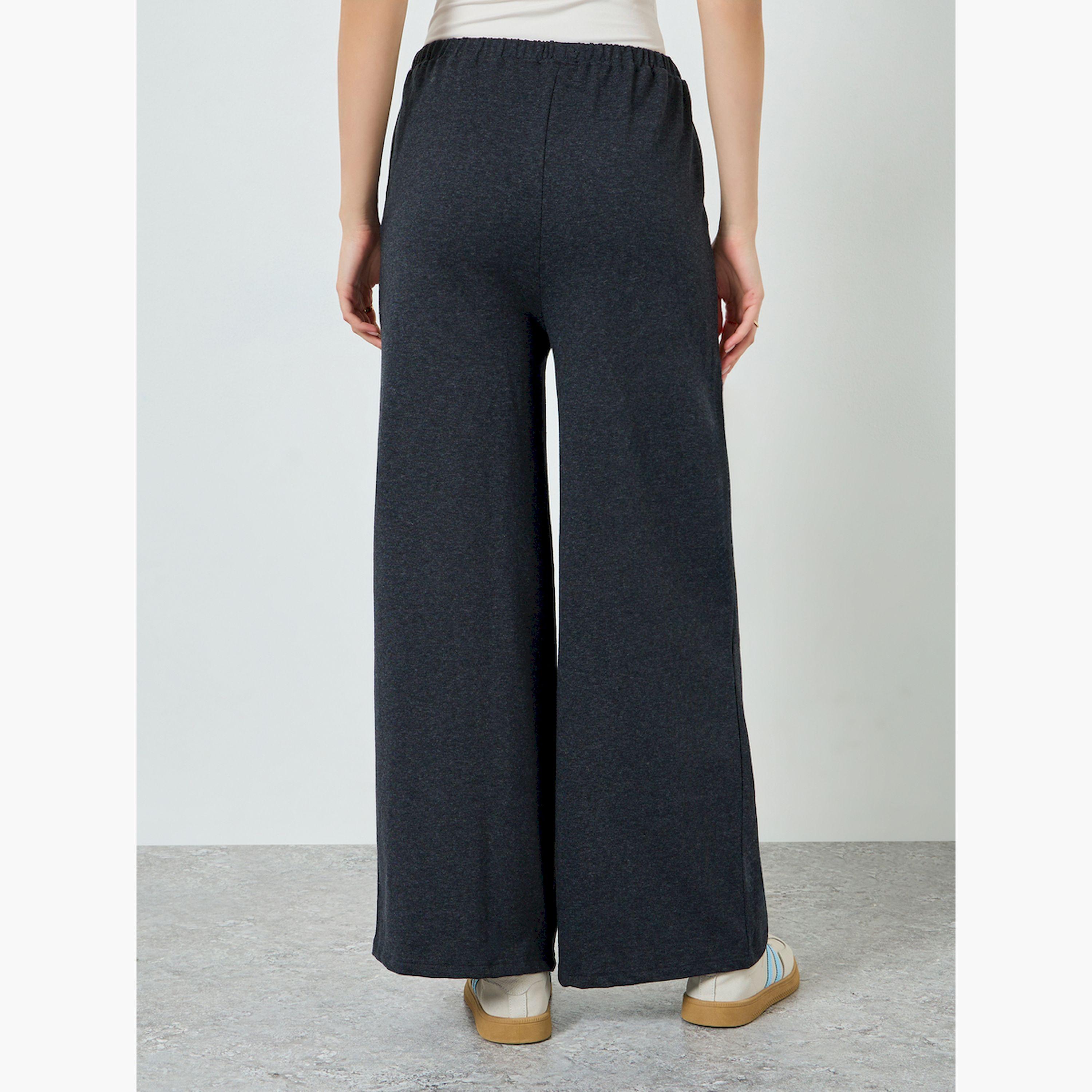 Styli Navy Blue Knitted Wide Leg Joggers-women-clothing-bottoms-joggers-image-4