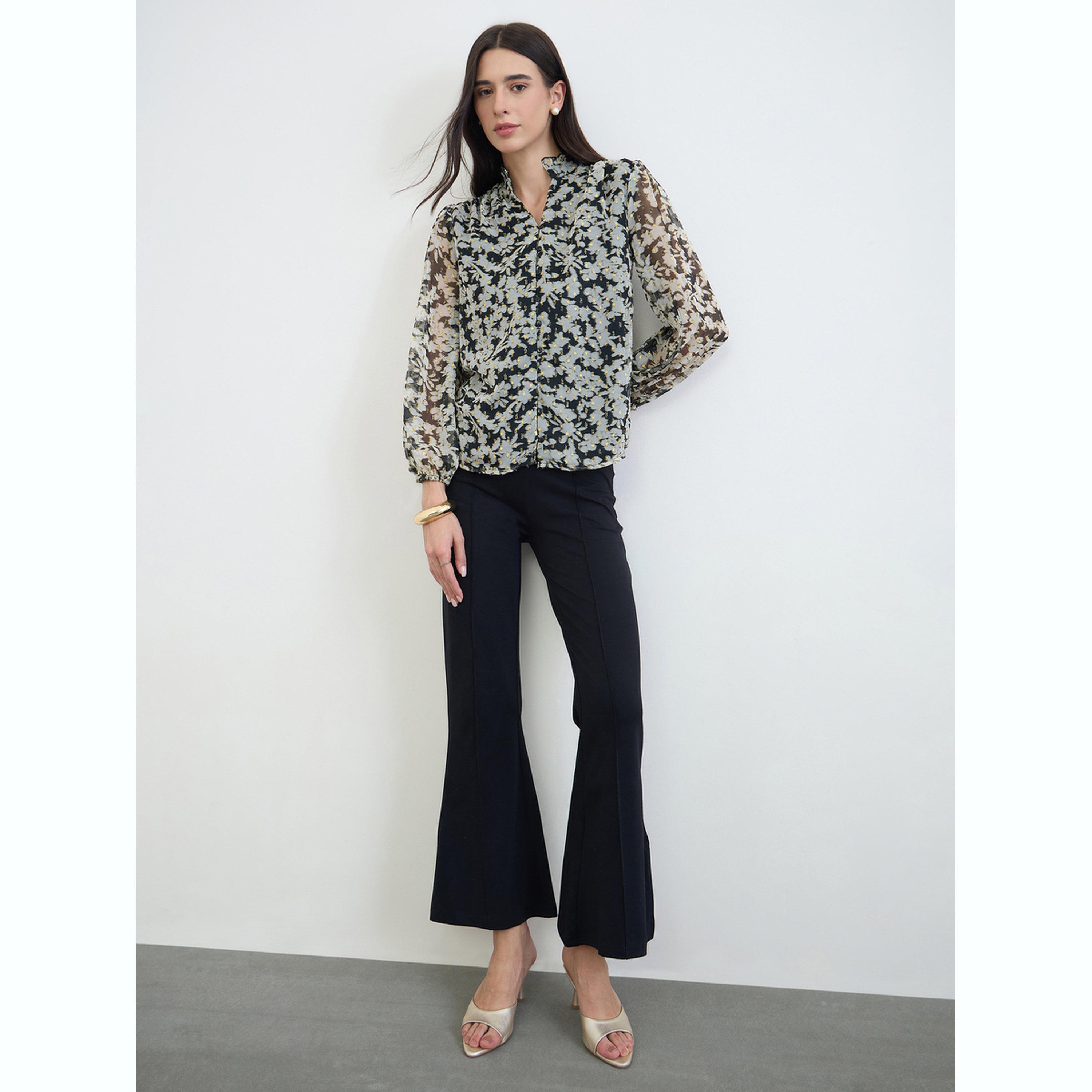 Styli Black Floral Print Sheer Blouse-women-clothing-shirtsandblouses-blouses-image-2