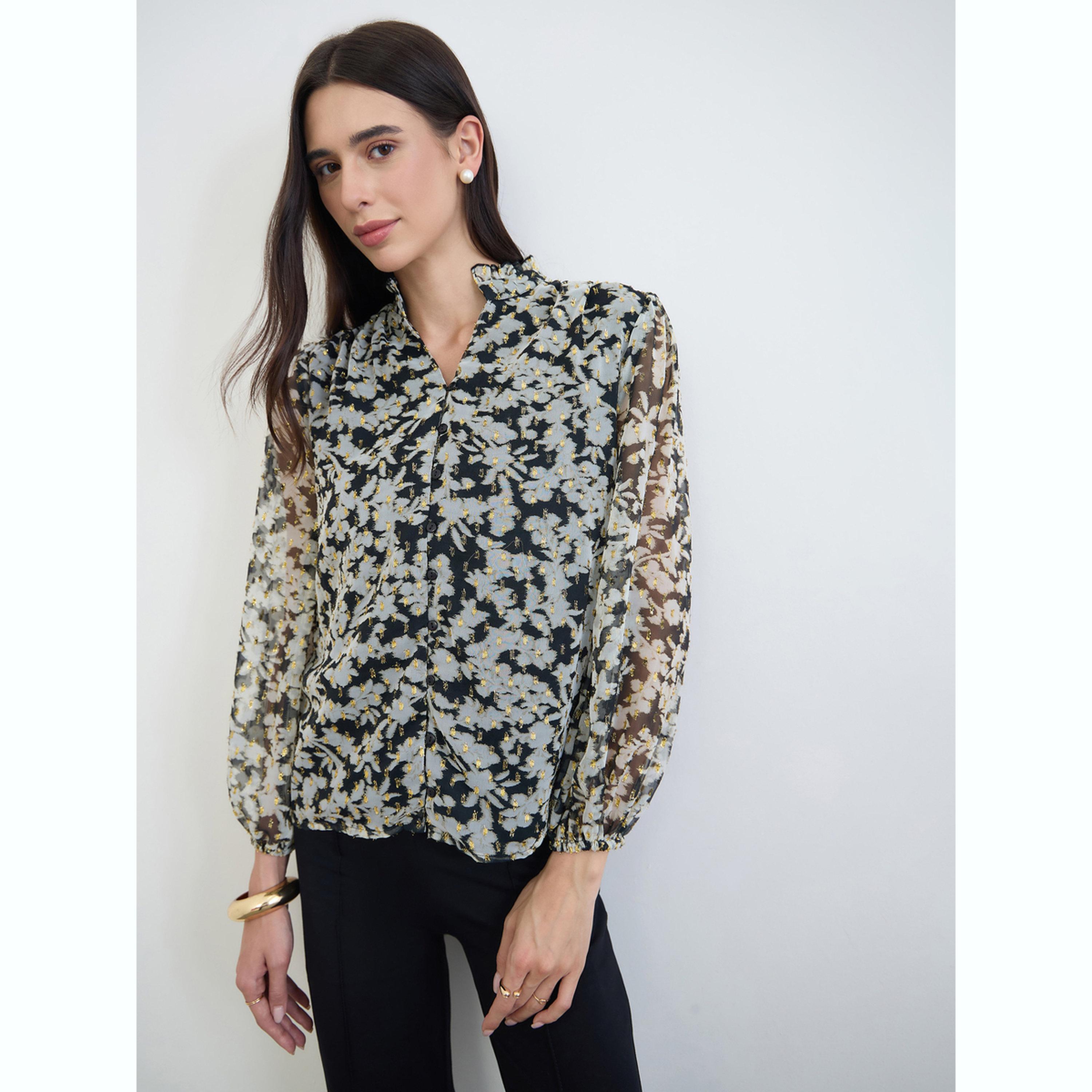 Styli Black Floral Print Sheer Blouse-women-clothing-shirtsandblouses-blouses-image-3