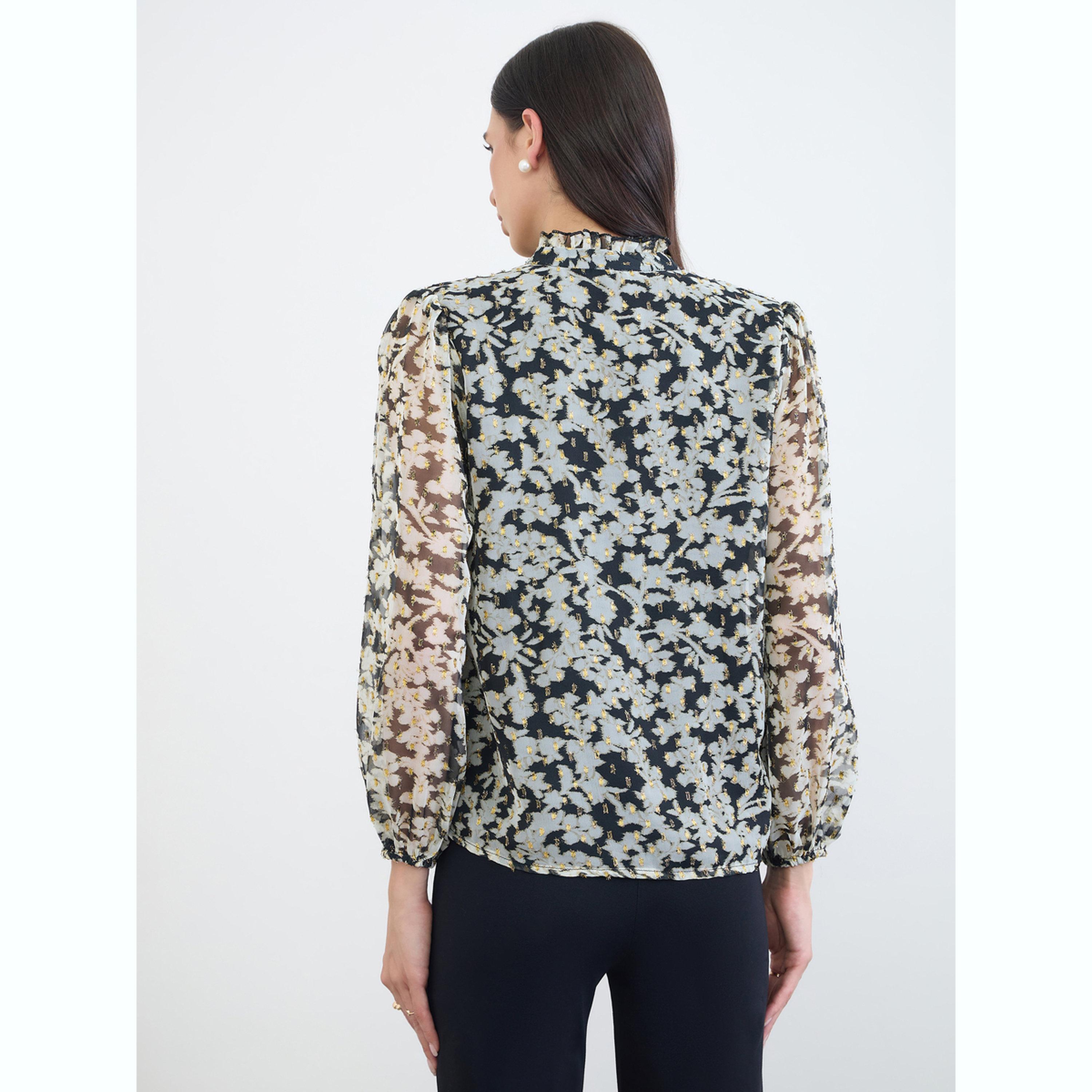 Styli Black Floral Print Sheer Blouse-women-clothing-shirtsandblouses-blouses-image-4