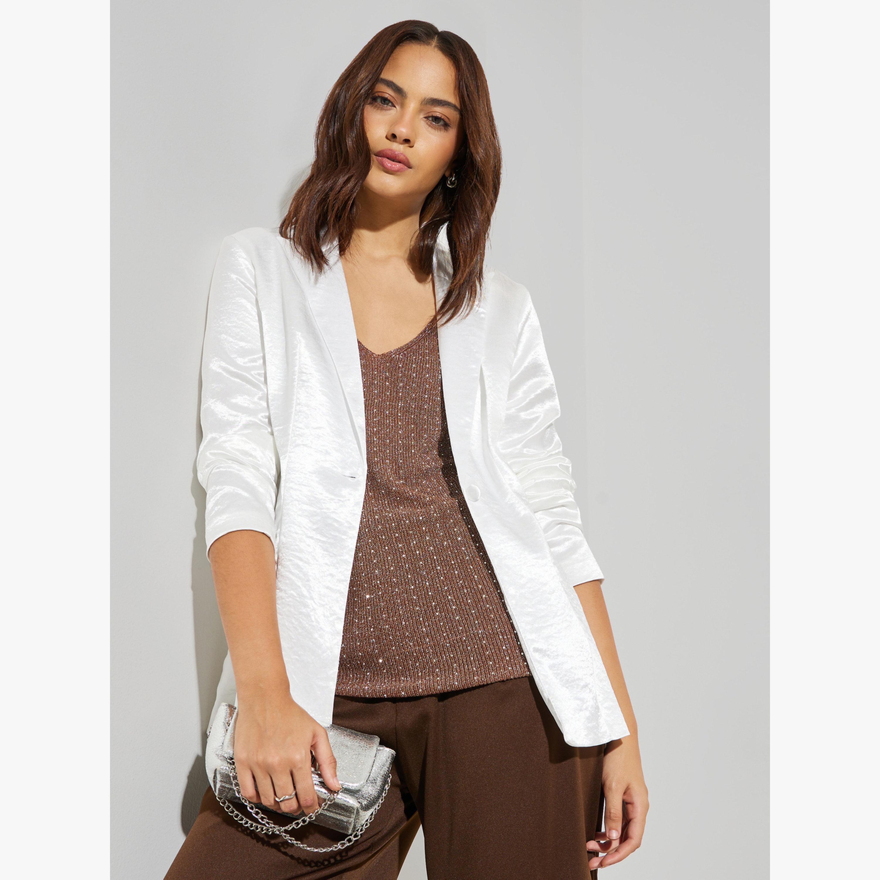 Styli Off White Satin Blazer-women-clothing-coatsandjackets-blazers-image-3