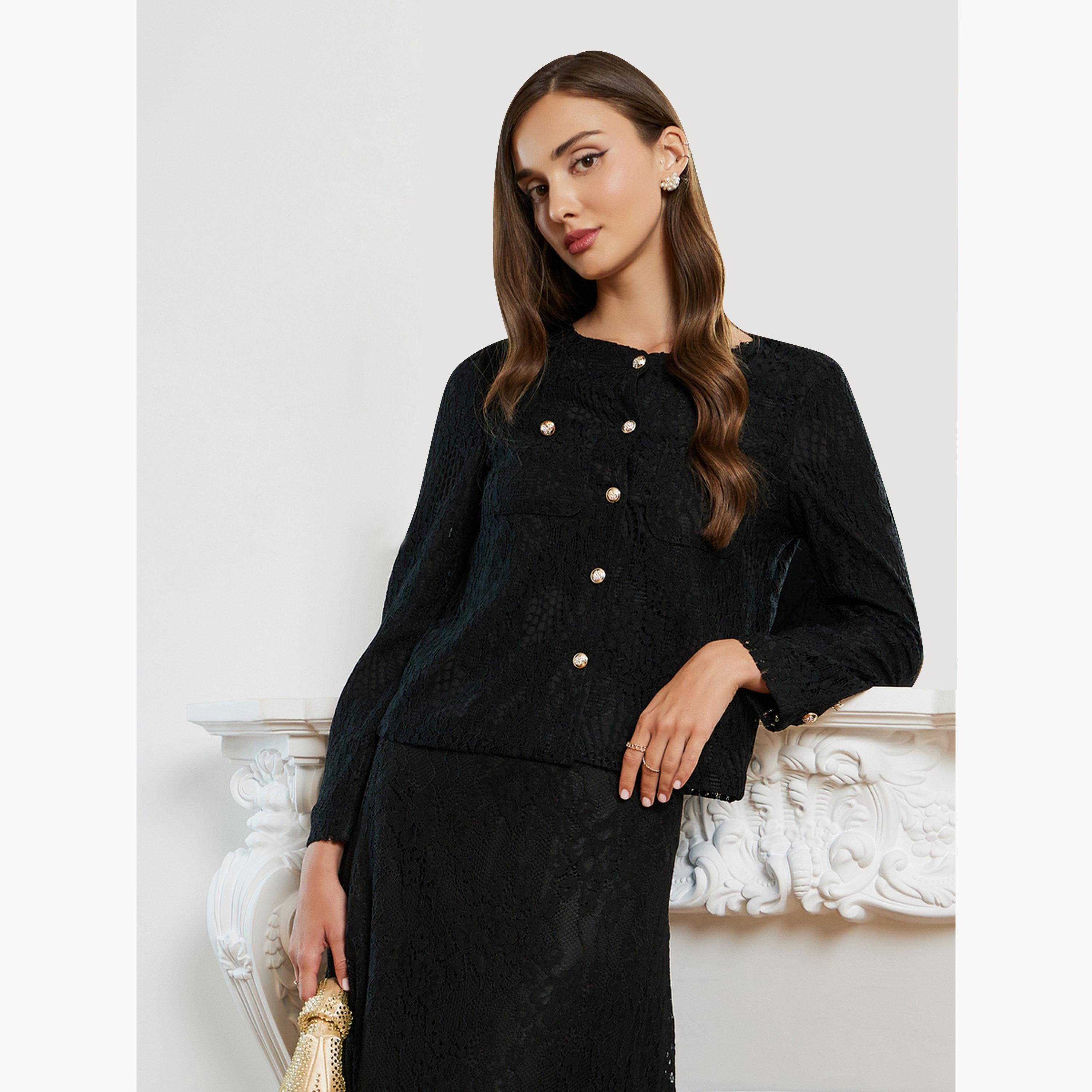جاكيت بقصة عادية وأزرار-women-clothing-coatsandjackets-blazers-image-1
