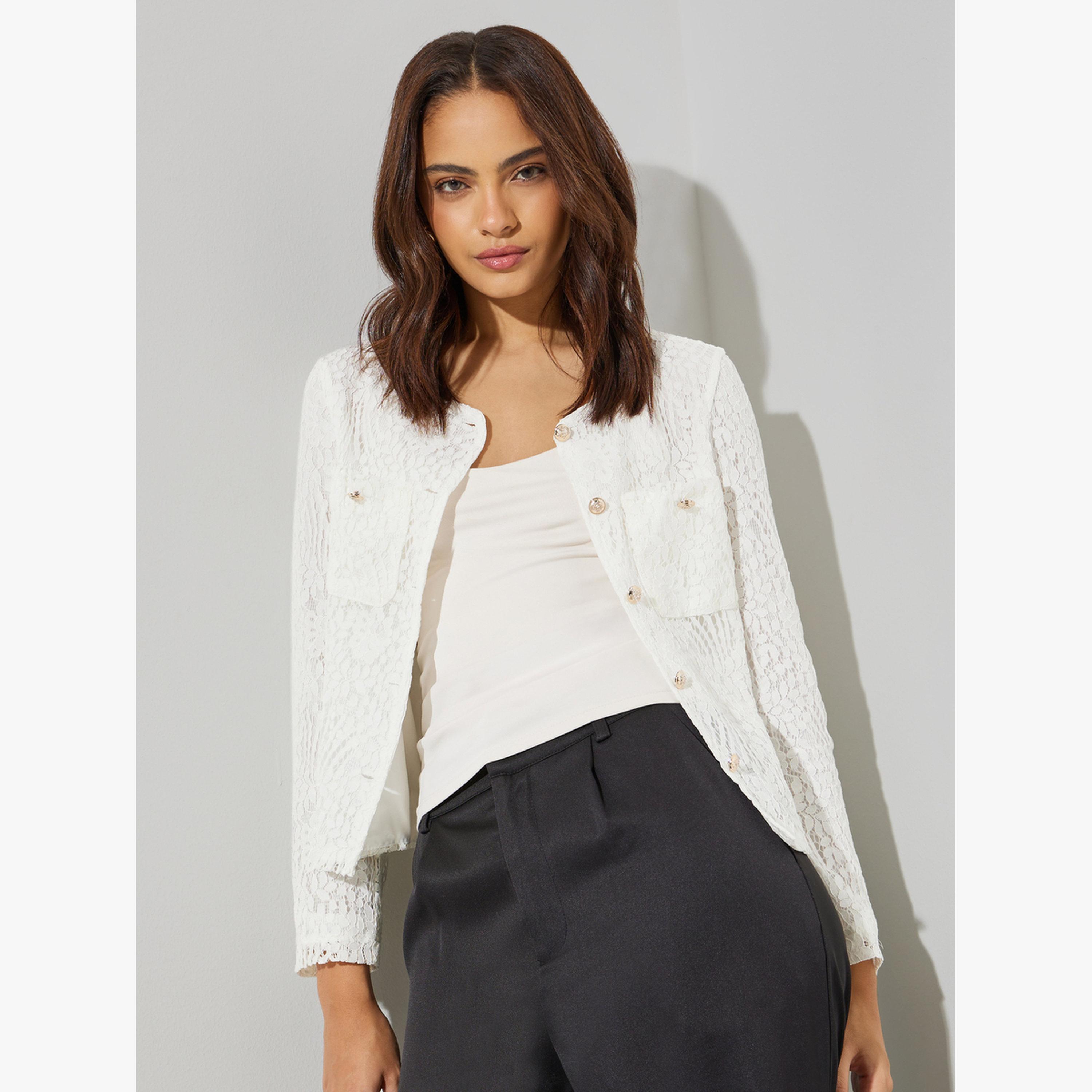 جاكيت بقصة عادية وتفاصيل دانتيل للنساء-women-clothing-coatsandjackets-jackets-image-3