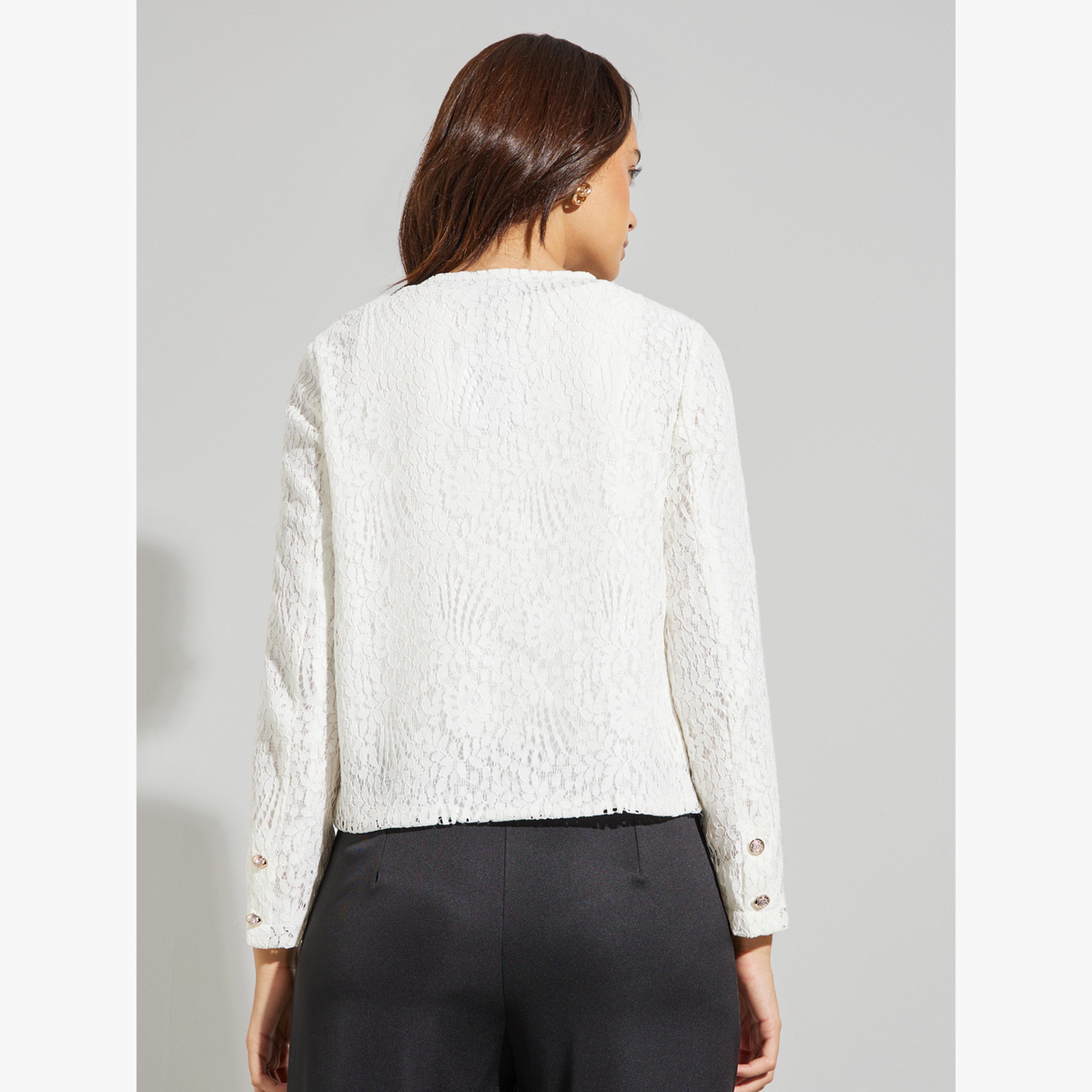 جاكيت بقصة عادية وتفاصيل دانتيل للنساء-women-clothing-coatsandjackets-jackets-image-4