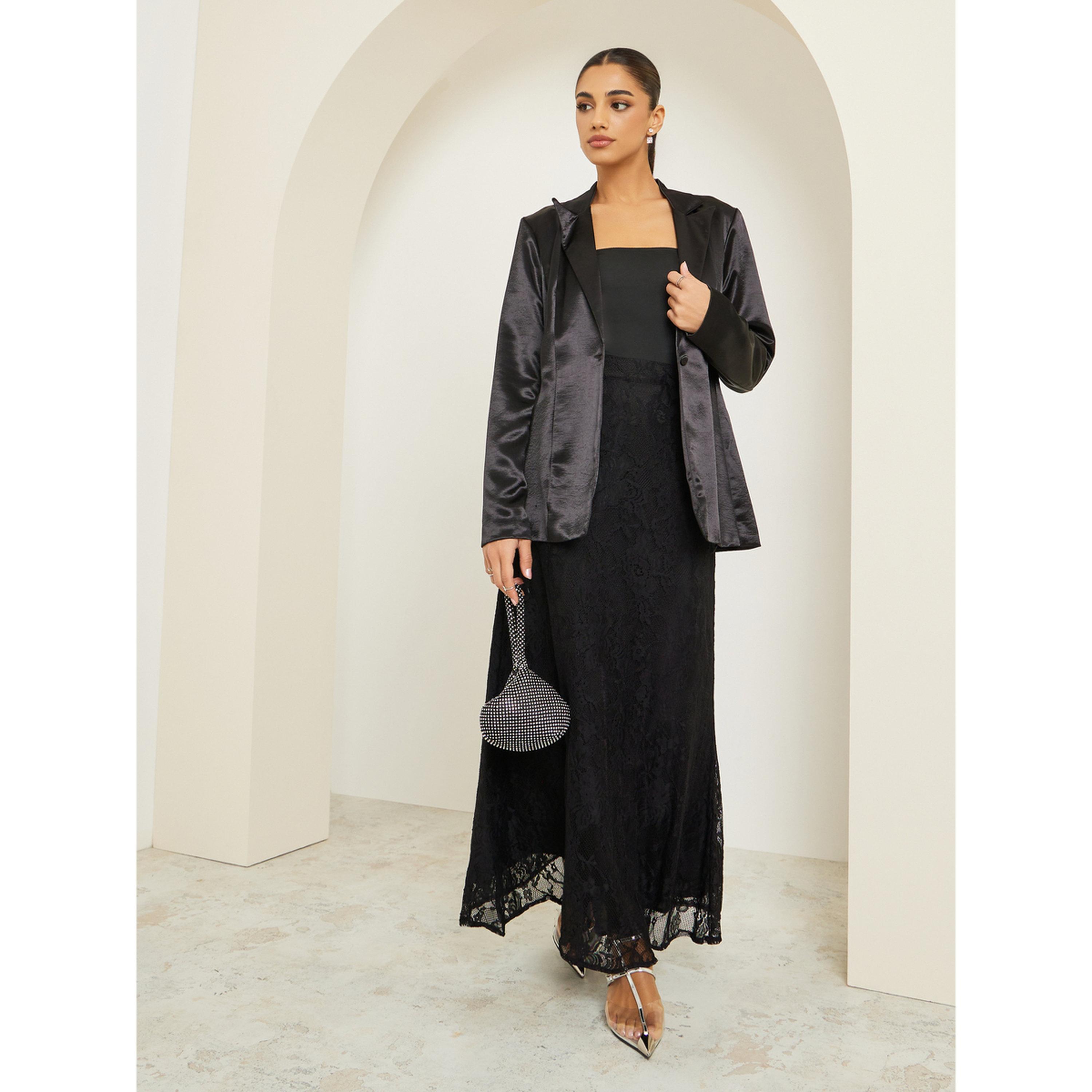 Styli Black Lace A-Line Maxi Skirt-women-clothing-bottoms-skirts-image-2