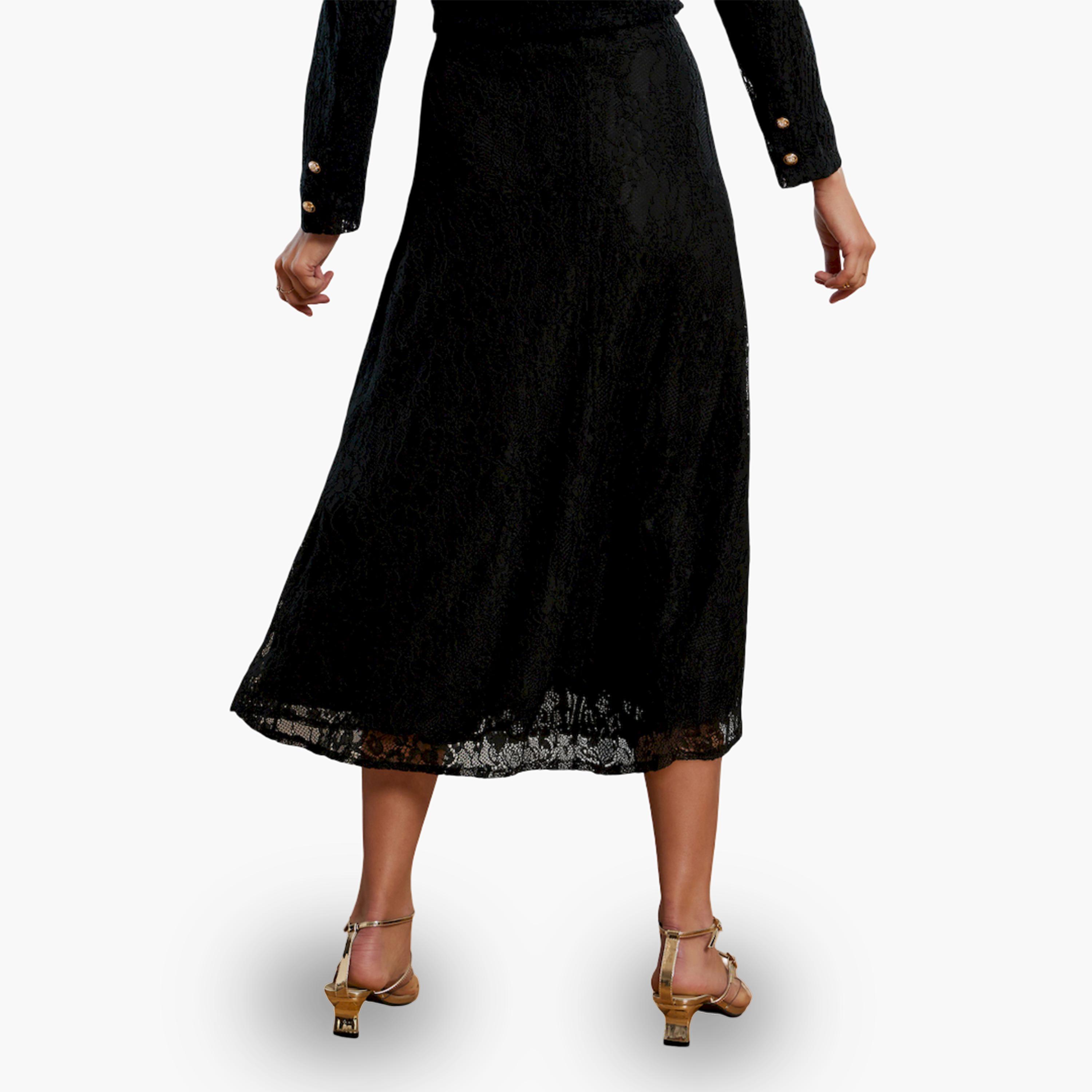 Styli Black Lace A-Line Midi Skirt-women-clothing-bottoms-skirts-image-4