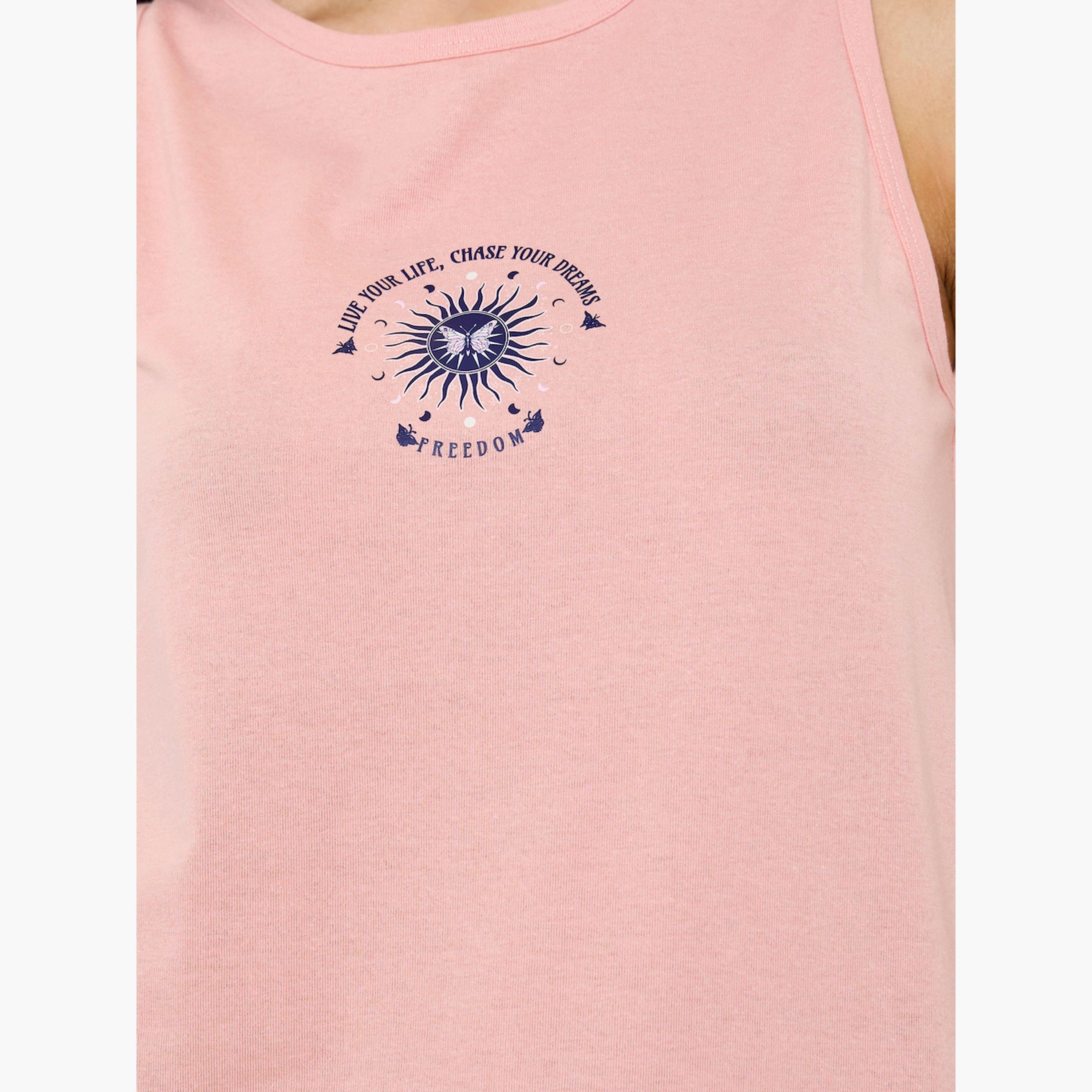 مجموعة من بيجاما بأساور سادة وبلوزة بدون أكمام مطبوعة-women-clothing-nightwear-pyjamas-longsets-image-5