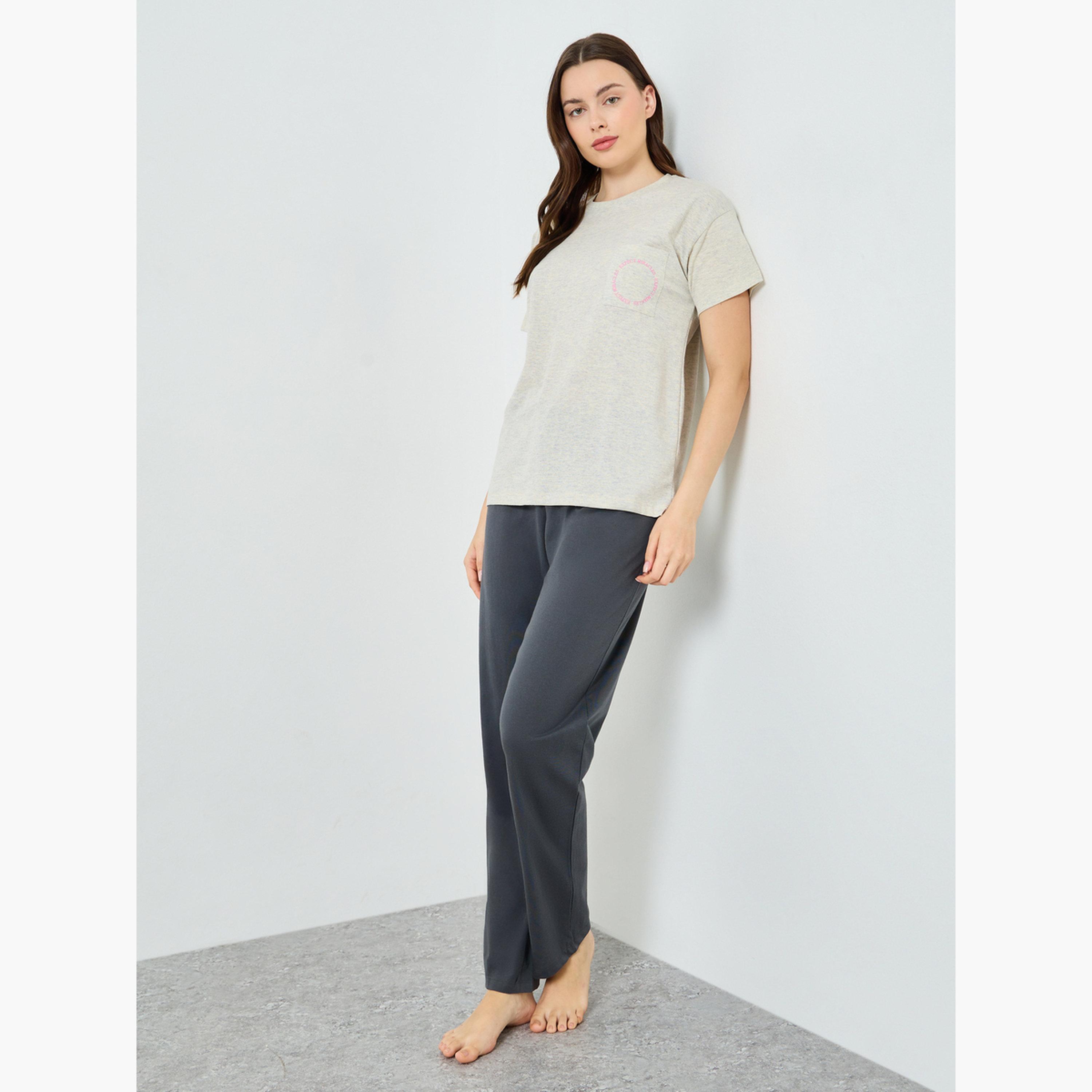 Styli Women Miracles Pocket Print Top and Pyjama Set-women-clothing-nightwear-pyjamas-longsets-image-2