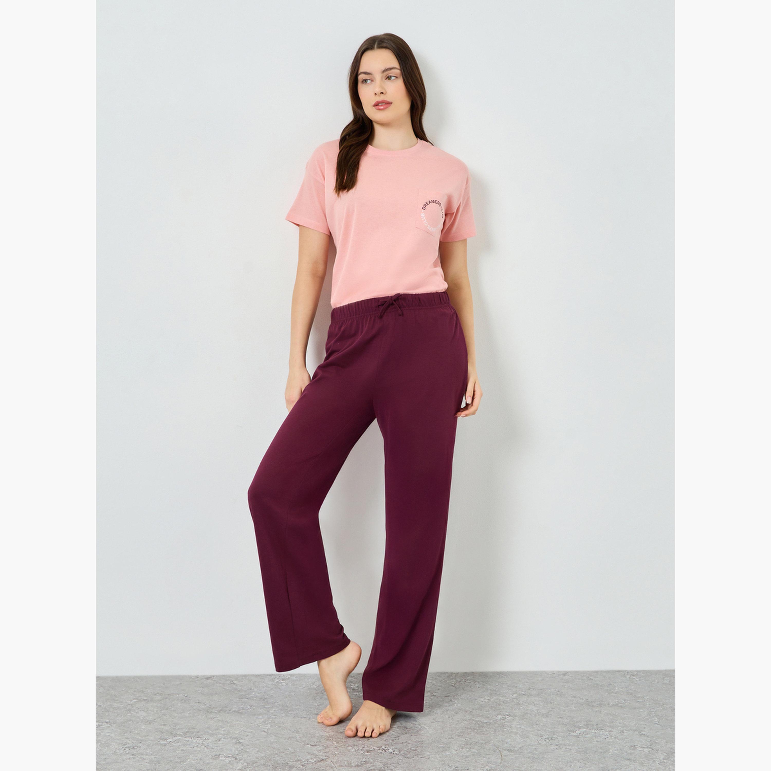 Styli Women Dreamers Pocket Print Top and Pyjama Set-women-clothing-nightwear-pyjamas-longsets-image-2