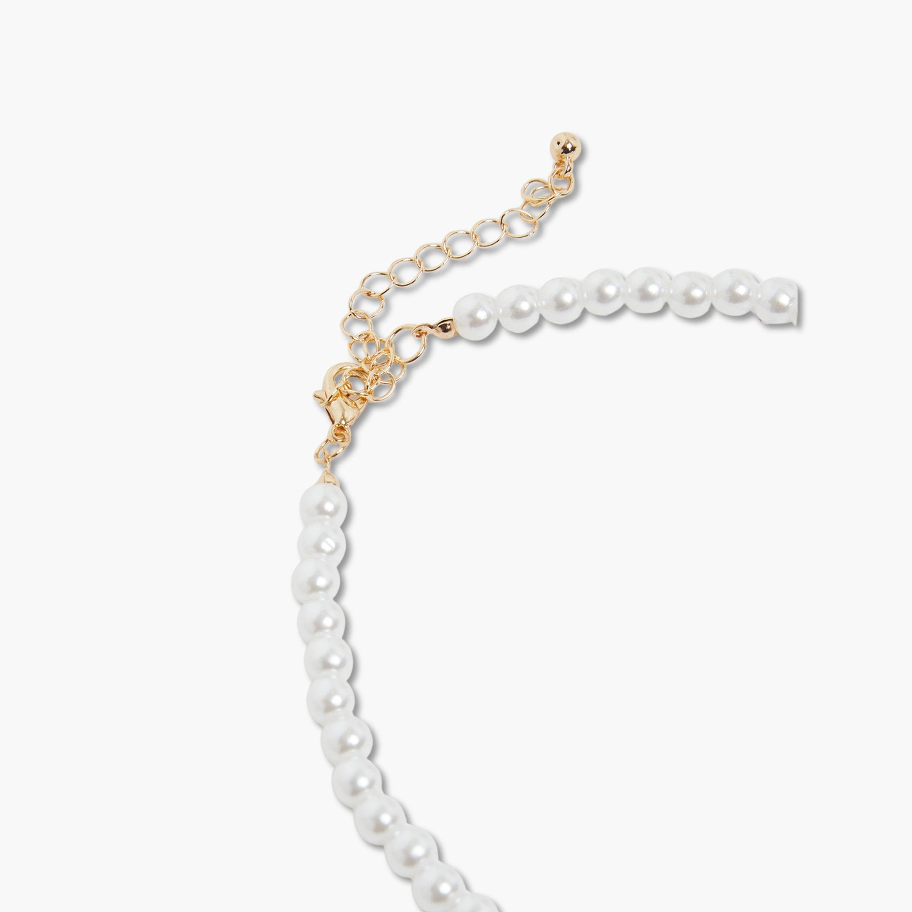 Styli Gold Bow Pearl Beaded Necklace-women-watchesandjewellery-jewellery-necklacesandpendants-image-4