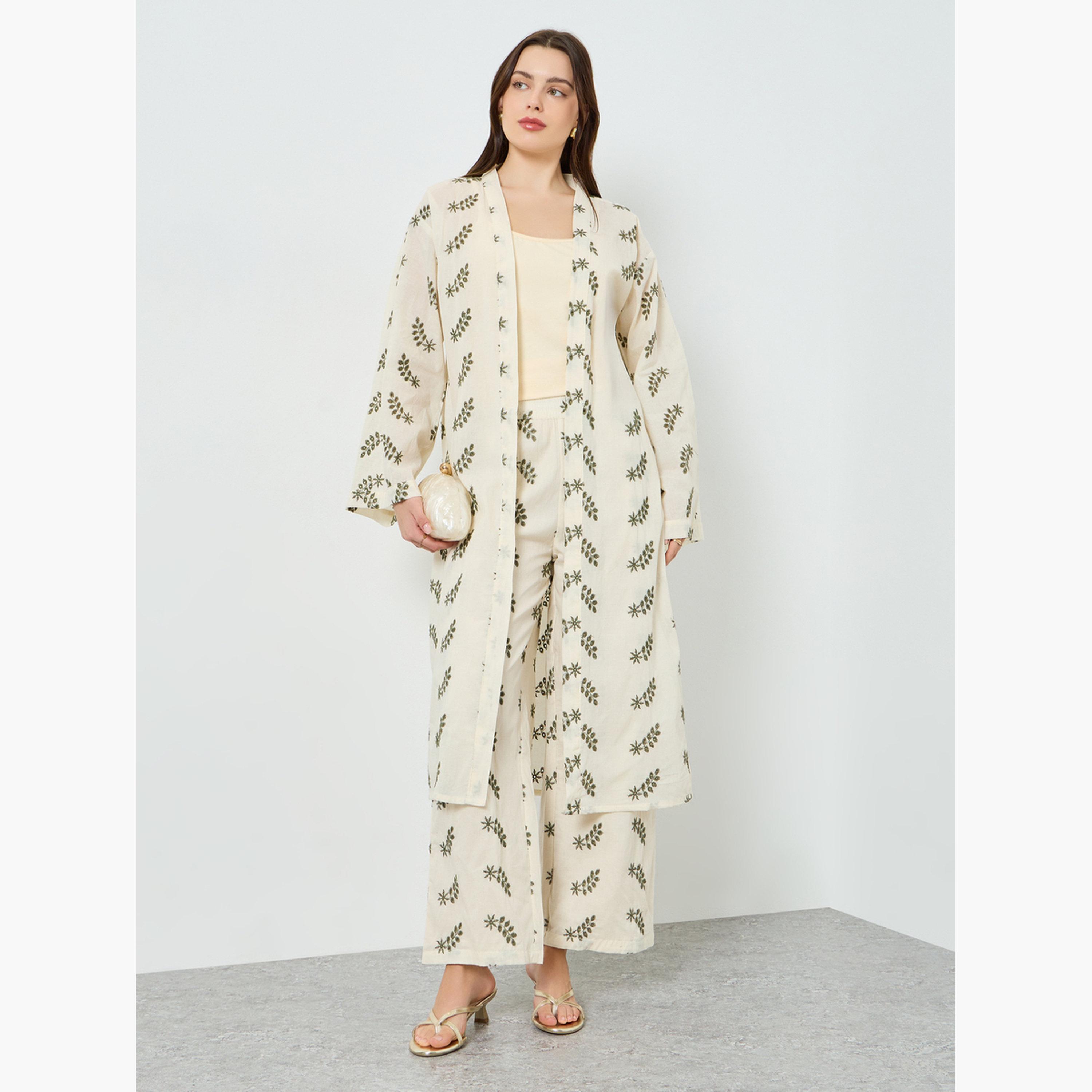 طقم مننسق من بنطال وكيمونو بتفاصيل مُطرّزة-women-clothing-coordsets-image-1