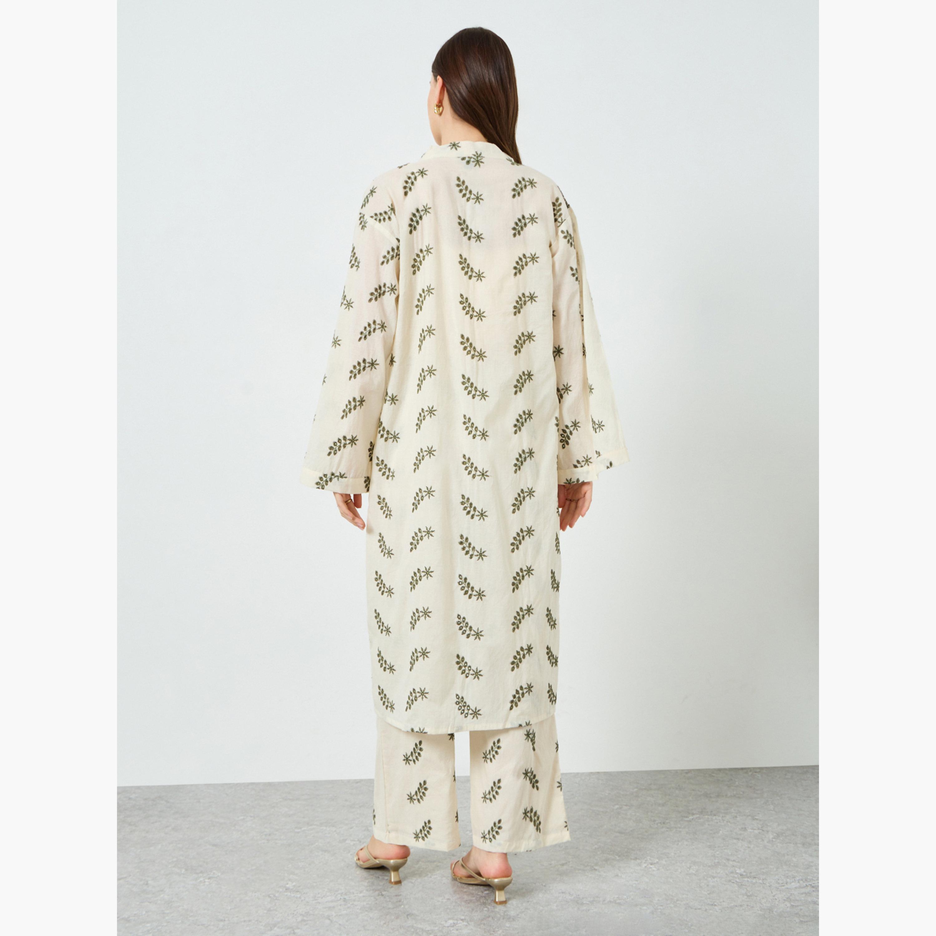 طقم مننسق من بنطال وكيمونو بتفاصيل مُطرّزة-women-clothing-coordsets-image-5
