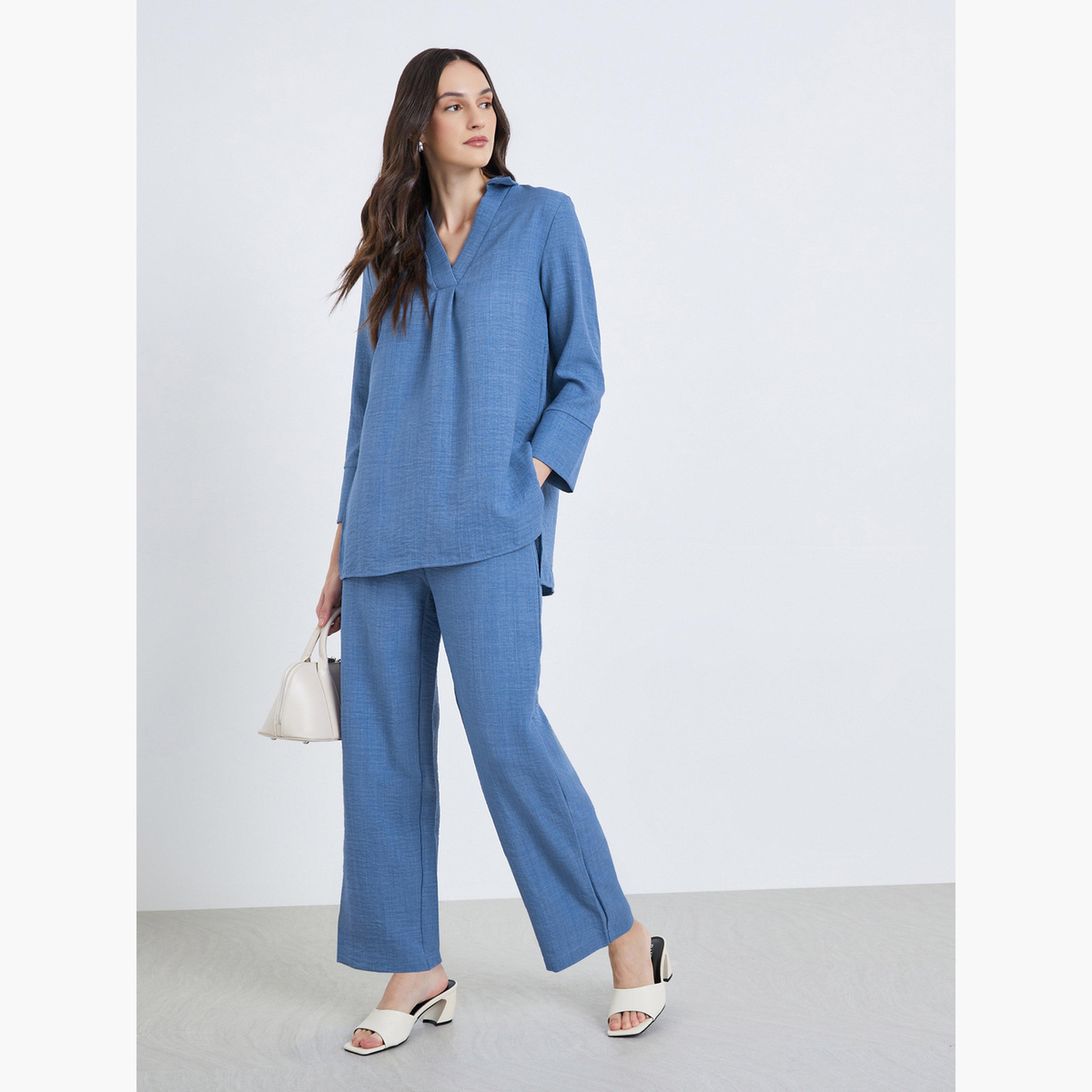 بلوزة طويلة بأكمام 3/4-women-clothing-shirtsandblouses-blouses-image-2