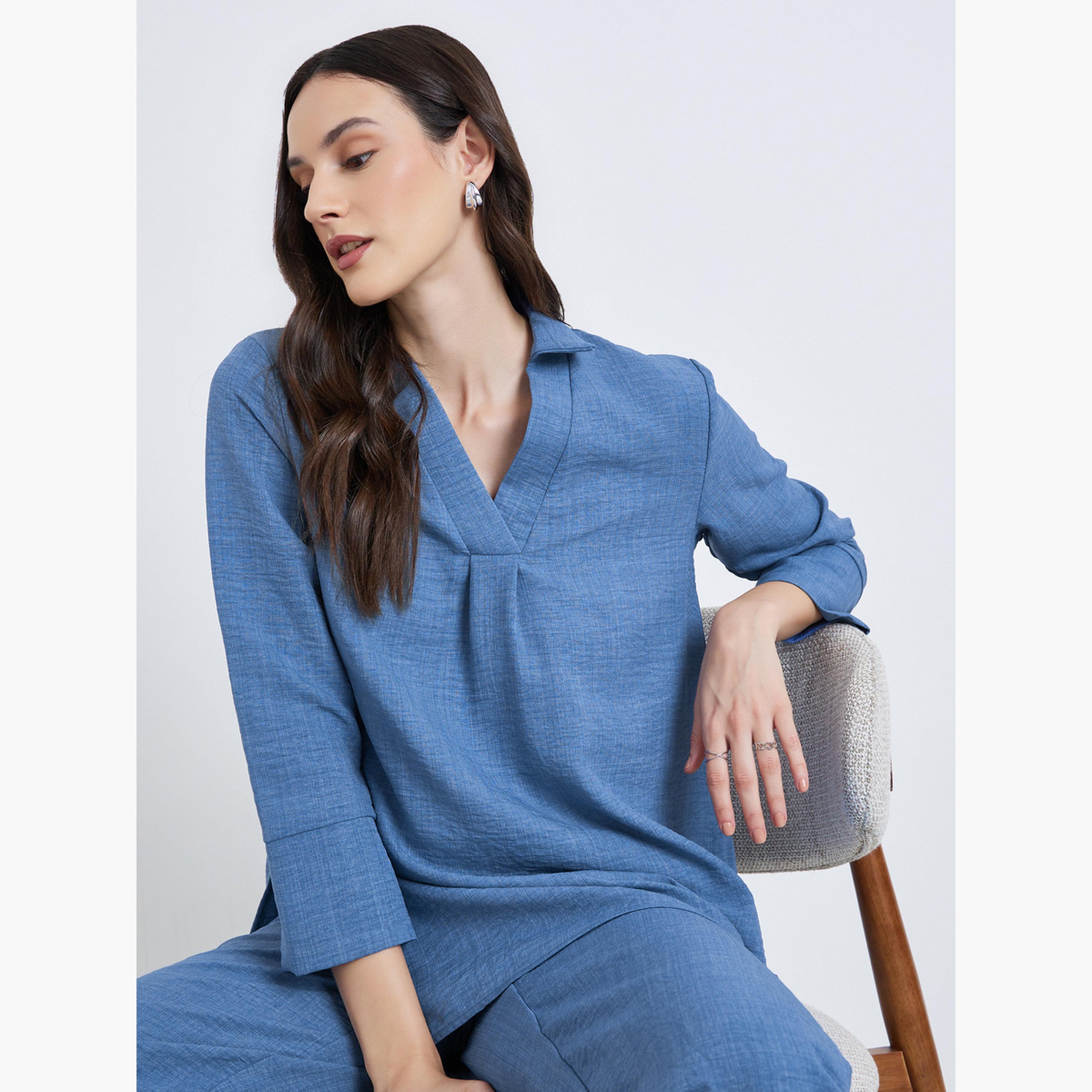 بلوزة طويلة بأكمام 3/4-women-clothing-shirtsandblouses-blouses-image-3