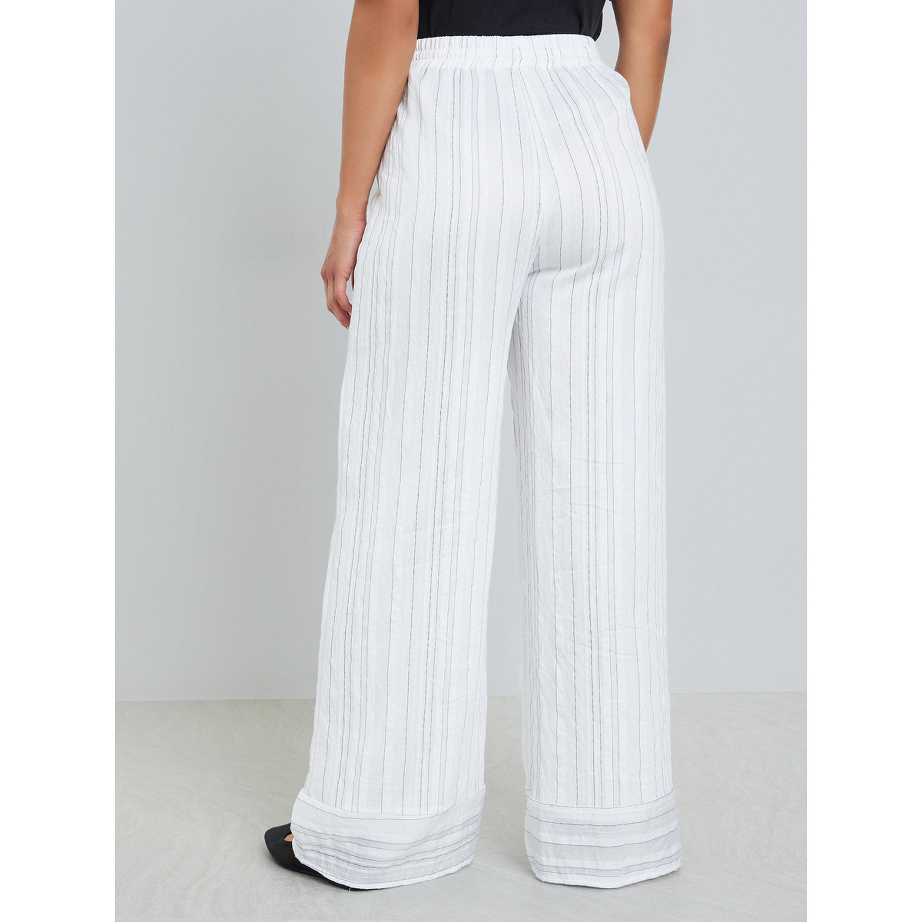 Styli Women Off-White Striped Wide Leg Trousers-women-clothing-bottoms-trousers-image-4