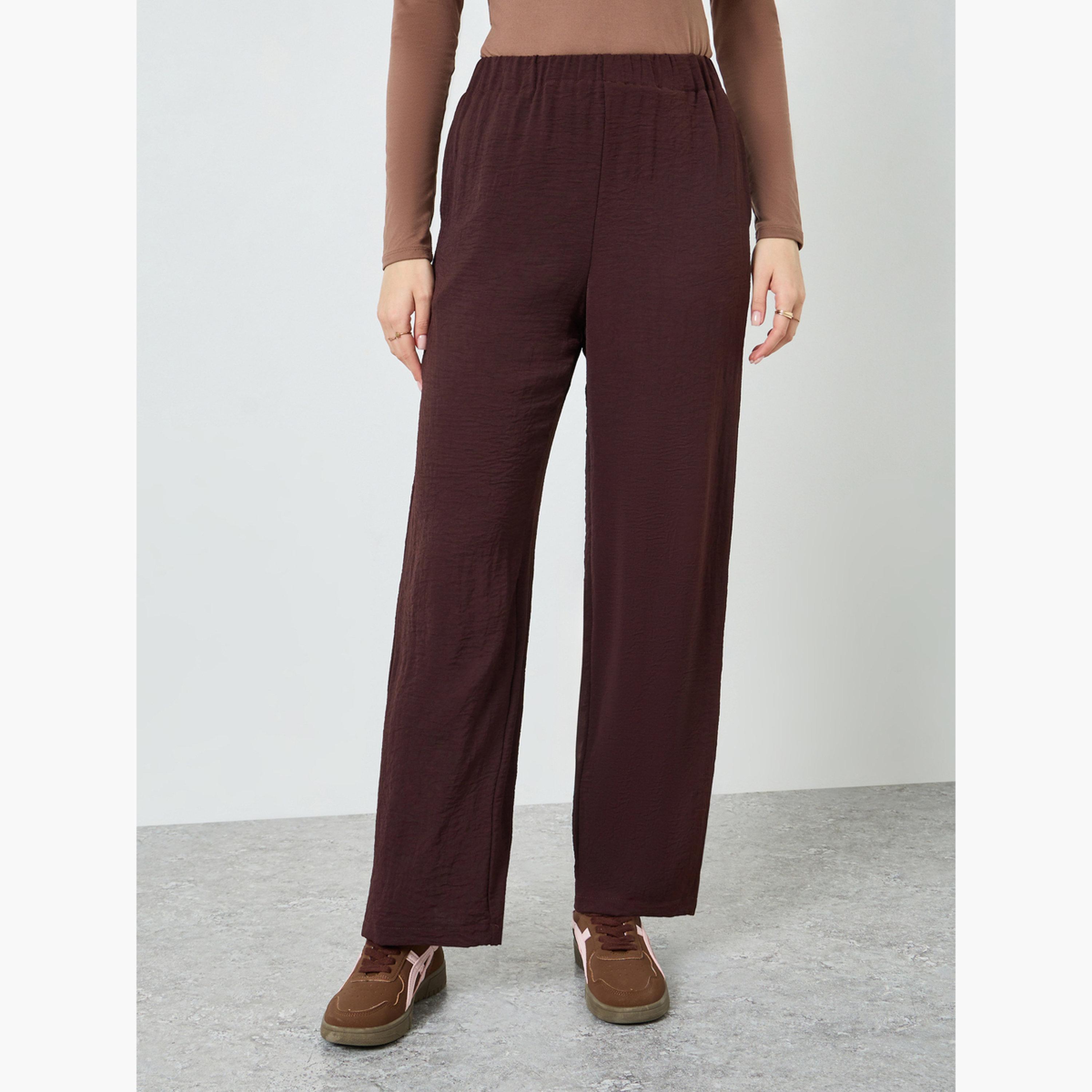 Styli Women Brown Straight Leg Pants-women-clothing-bottoms-trousers-image-1