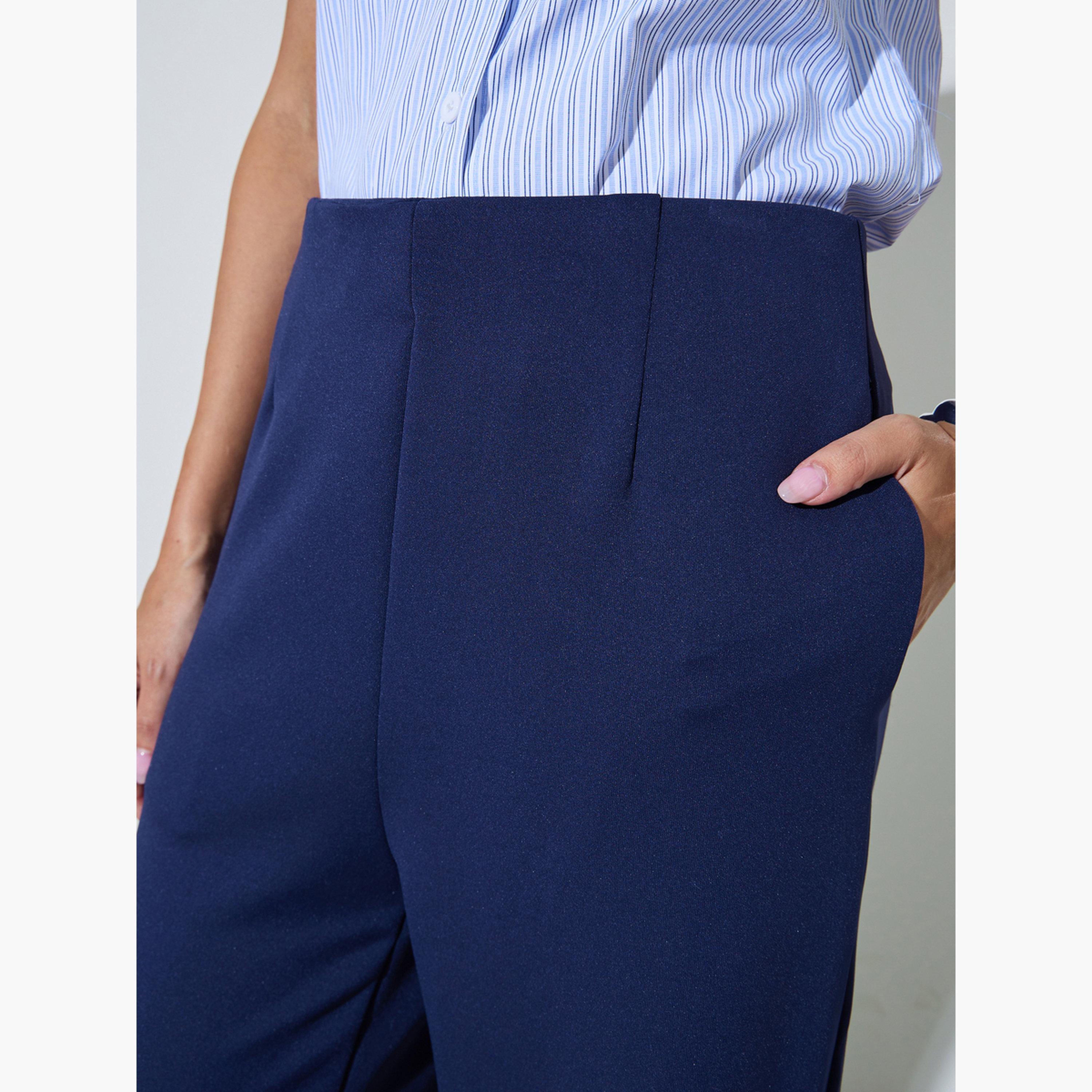 Styli Navy Blue Super Stretch Scuba Pants-women-clothing-bottoms-joggers-image-3