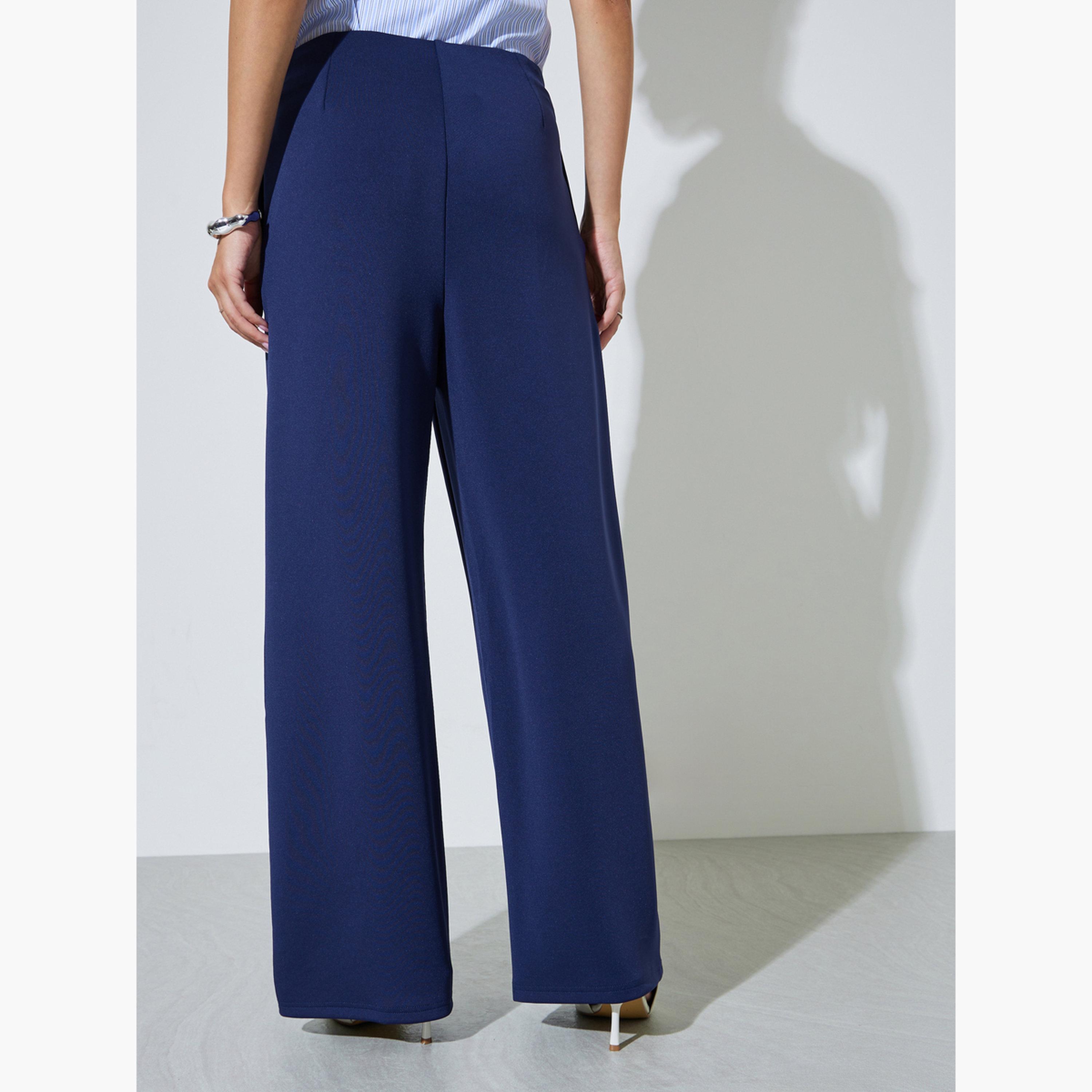 Styli Navy Blue Super Stretch Scuba Pants-women-clothing-bottoms-joggers-image-4