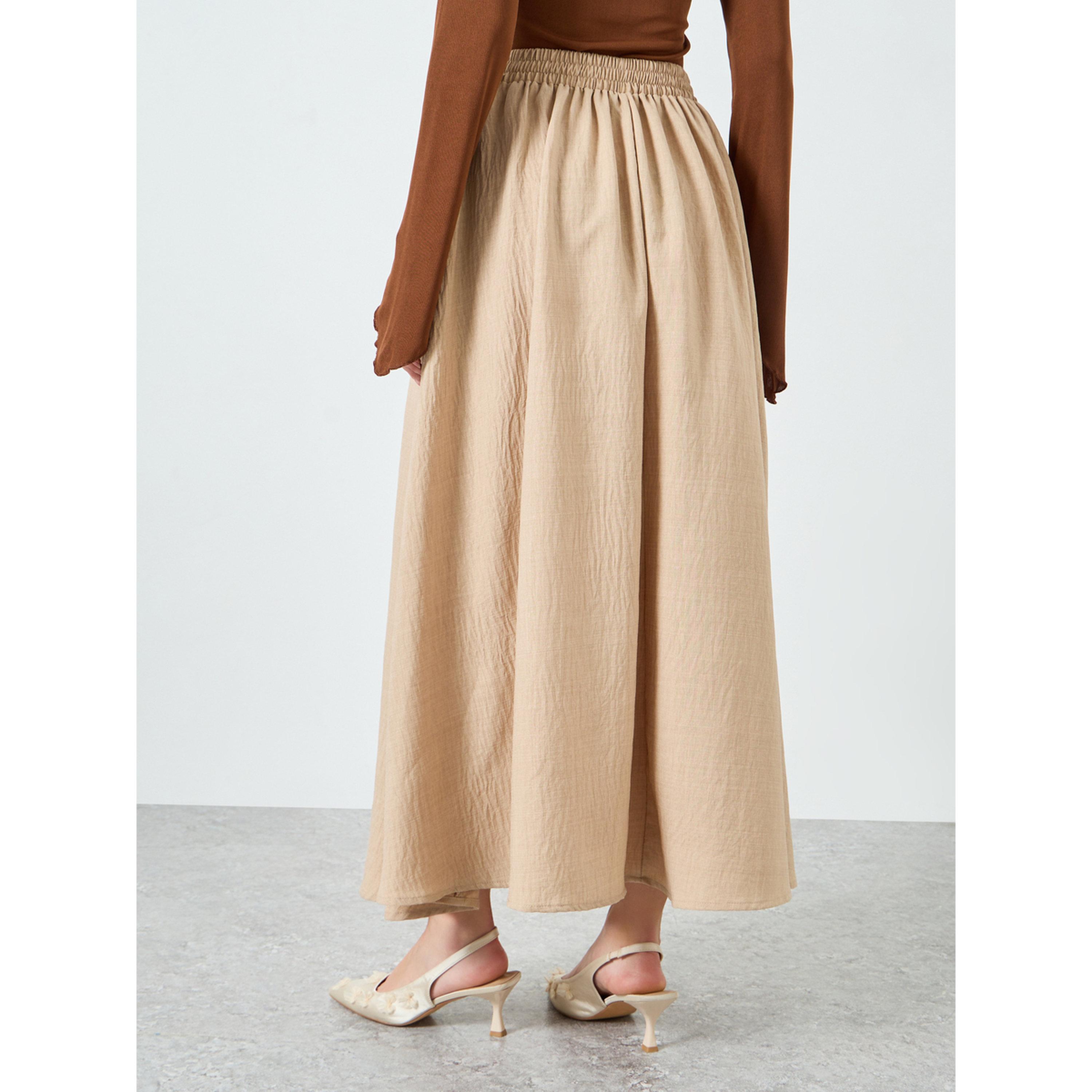 Styli Women Beige A-Line Maxi Skirt-women-clothing-bottoms-skirts-image-4
