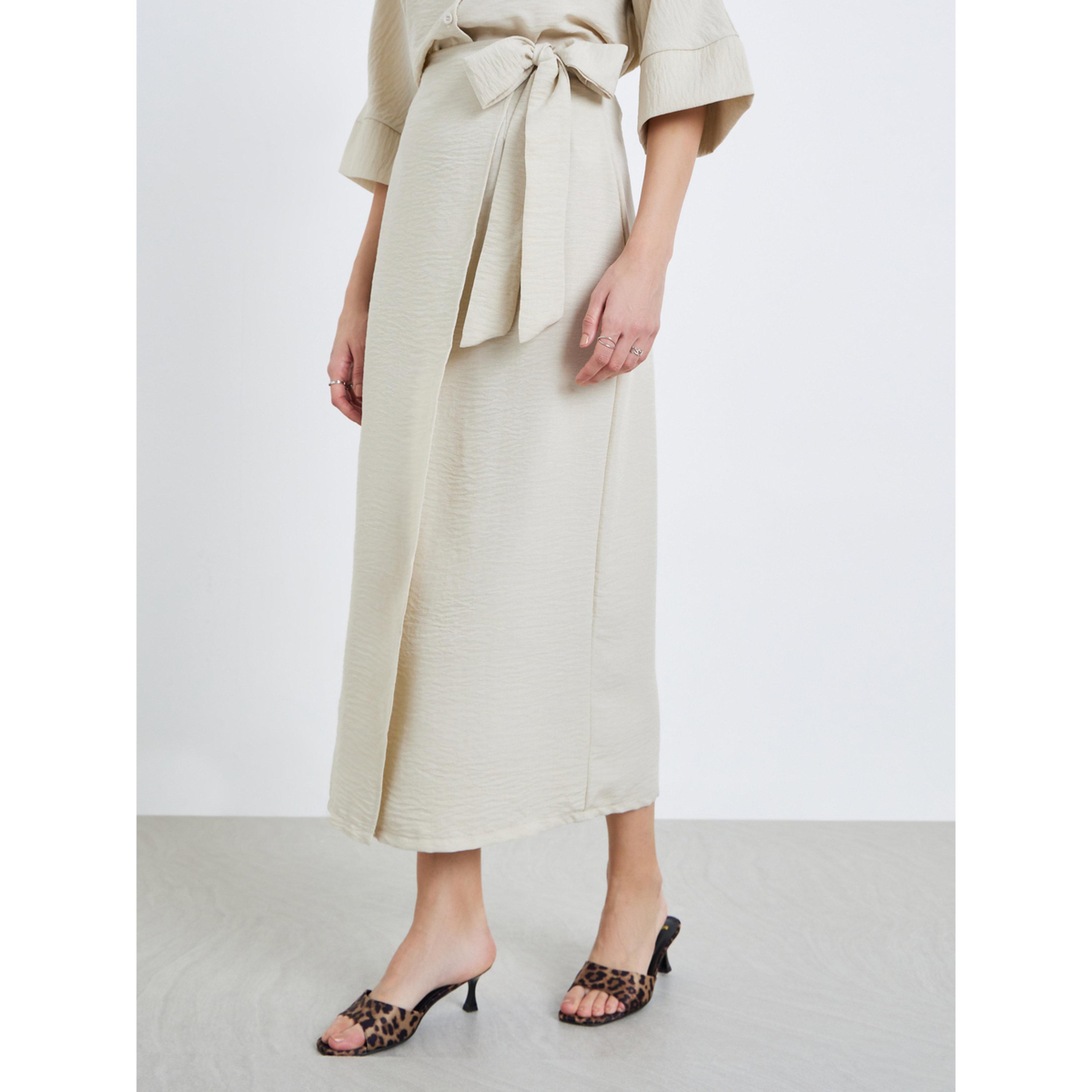 تنورة طويلة بتصميم ملفوف-women-clothing-bottoms-skirts-image-1