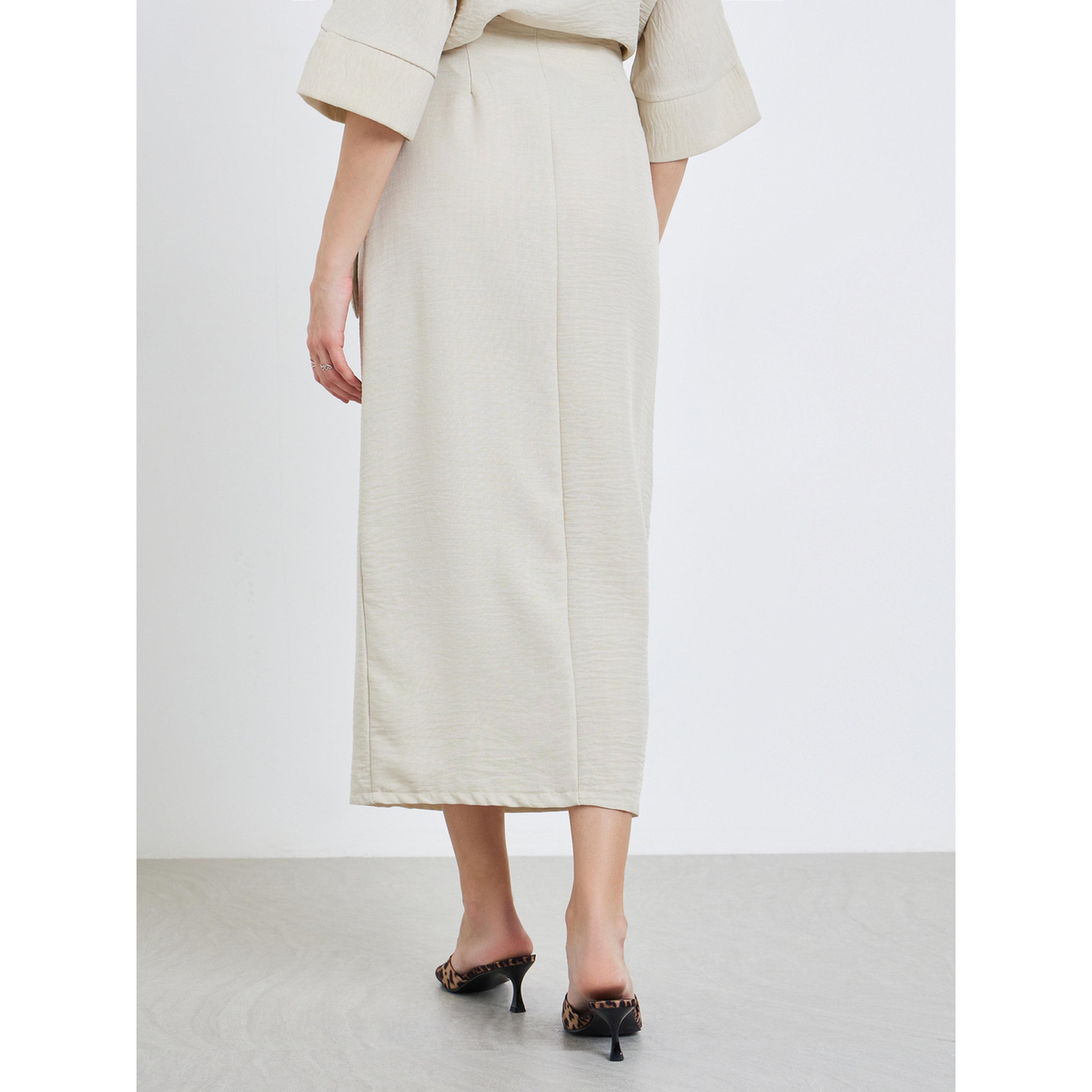 Styli Women Off White Wrap Maxi Skirt-women-clothing-bottoms-skirts-image-4
