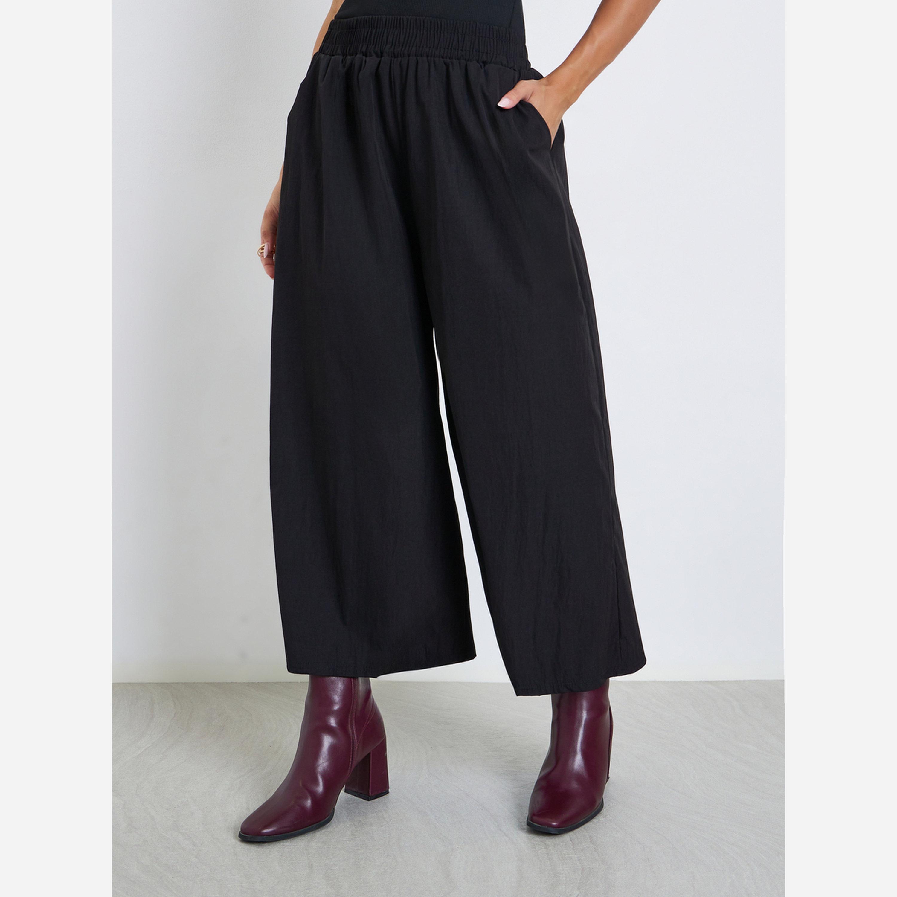 ستايلي - بنطال نسائي لون أسود واسع الساقين-women-clothing-bottoms-trousers-image-1
