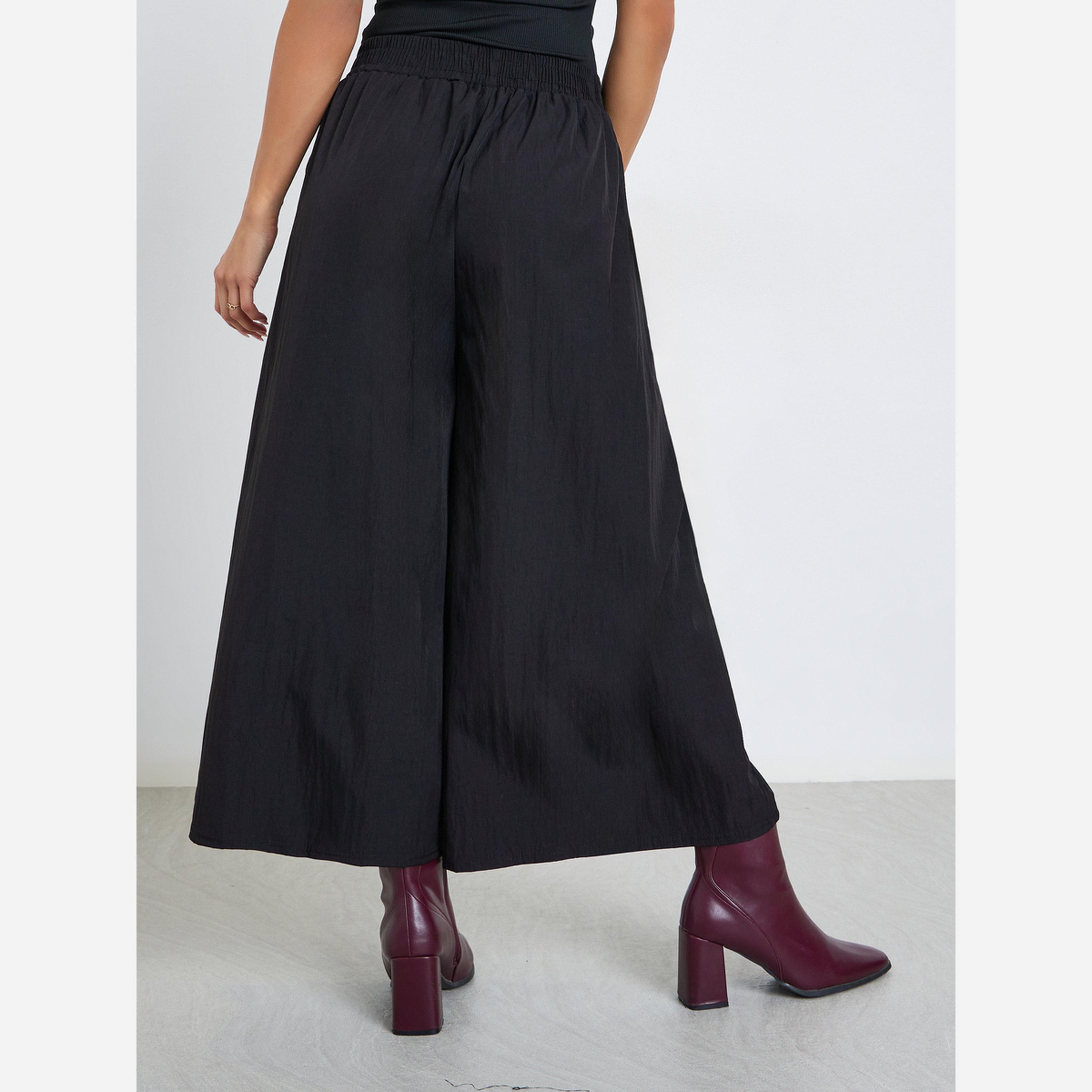 ستايلي - بنطال نسائي لون أسود واسع الساقين-women-clothing-bottoms-trousers-image-4