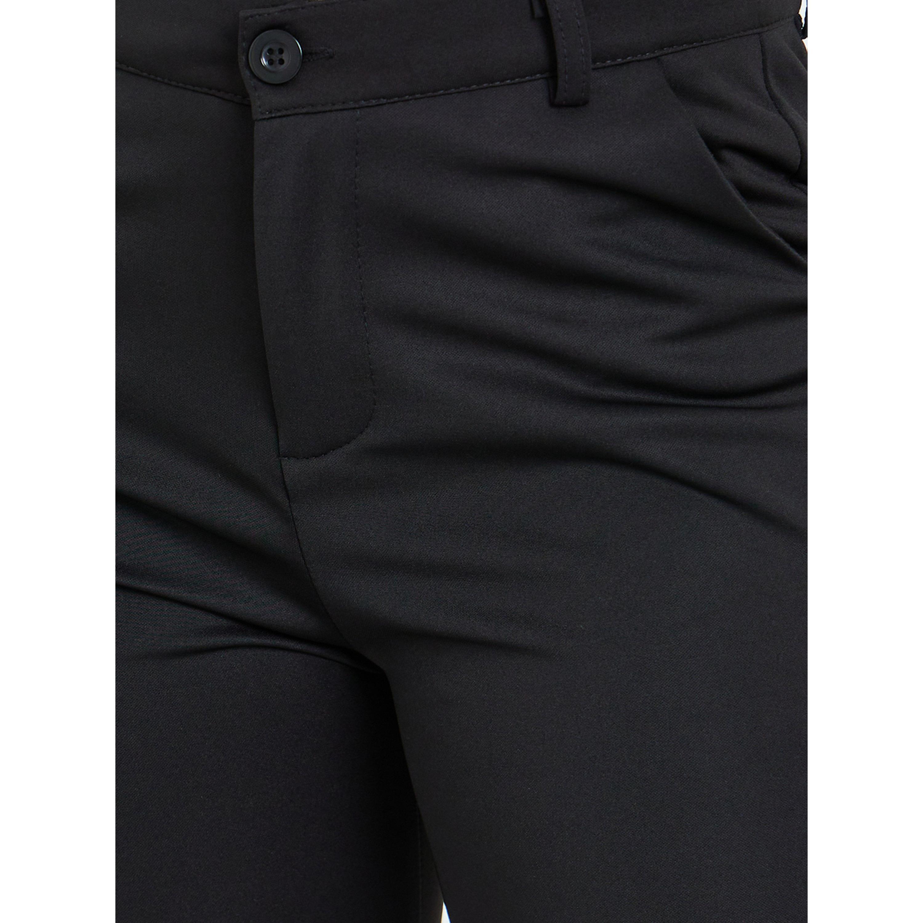 Styli Women Black Solid Straight Leg Trousers-women-clothing-bottoms-trousers-image-3
