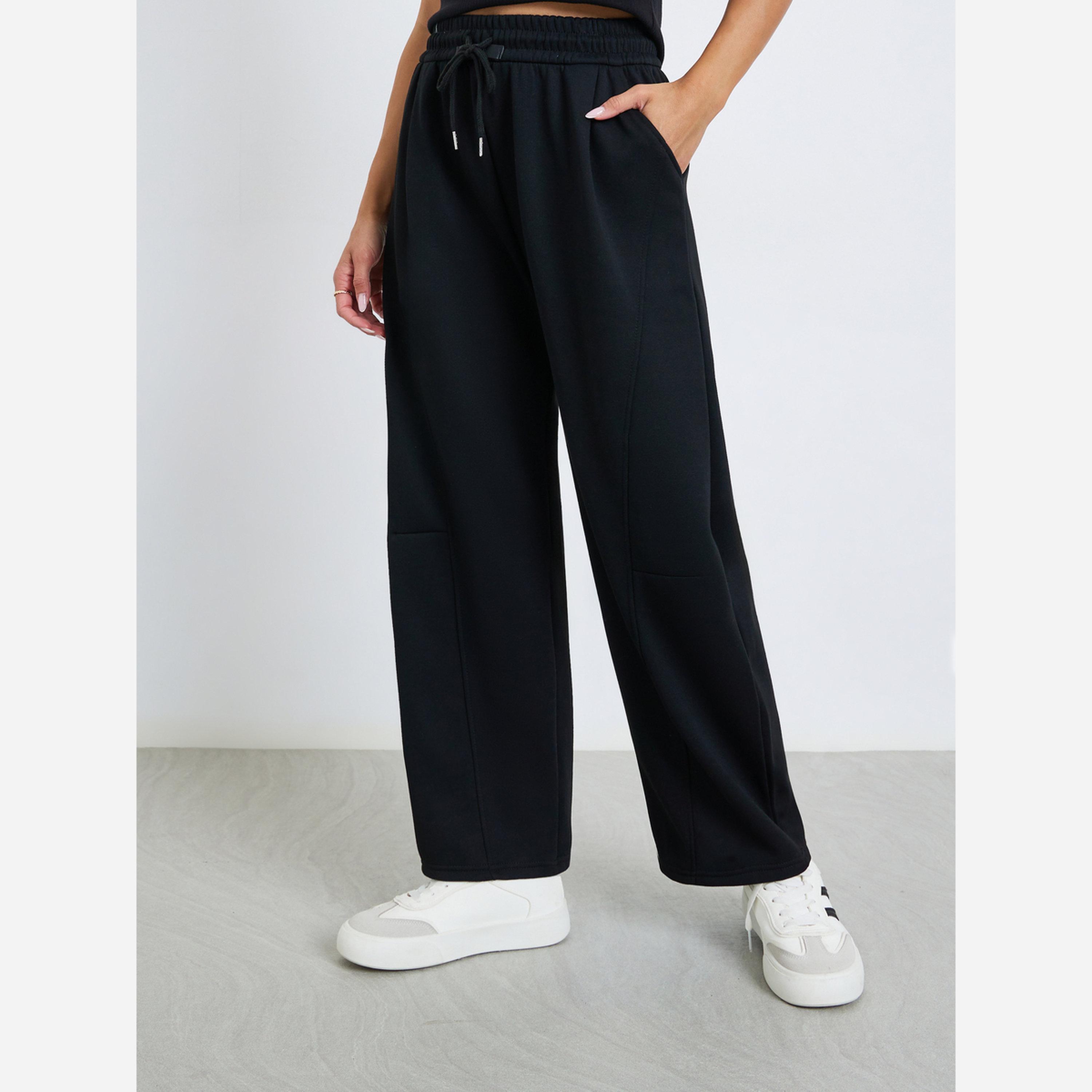 Styli Women Black High-Rise Relaxed Fit Joggers-women-clothing-bottoms-joggers-image-1