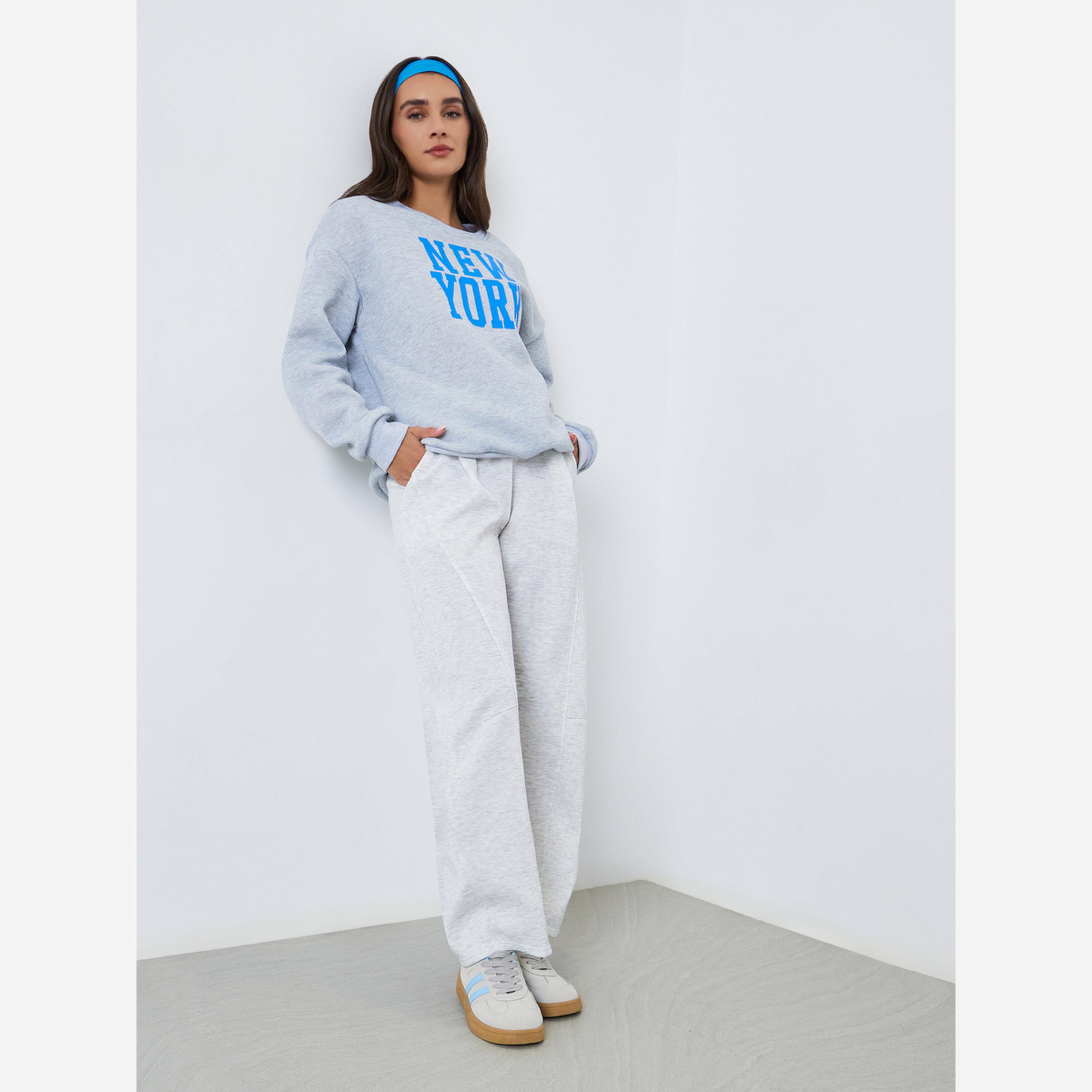 ستايلي - بنطال رياضي مقاس واسع الساقين بخصر رباط-women-clothing-bottoms-joggers-image-2