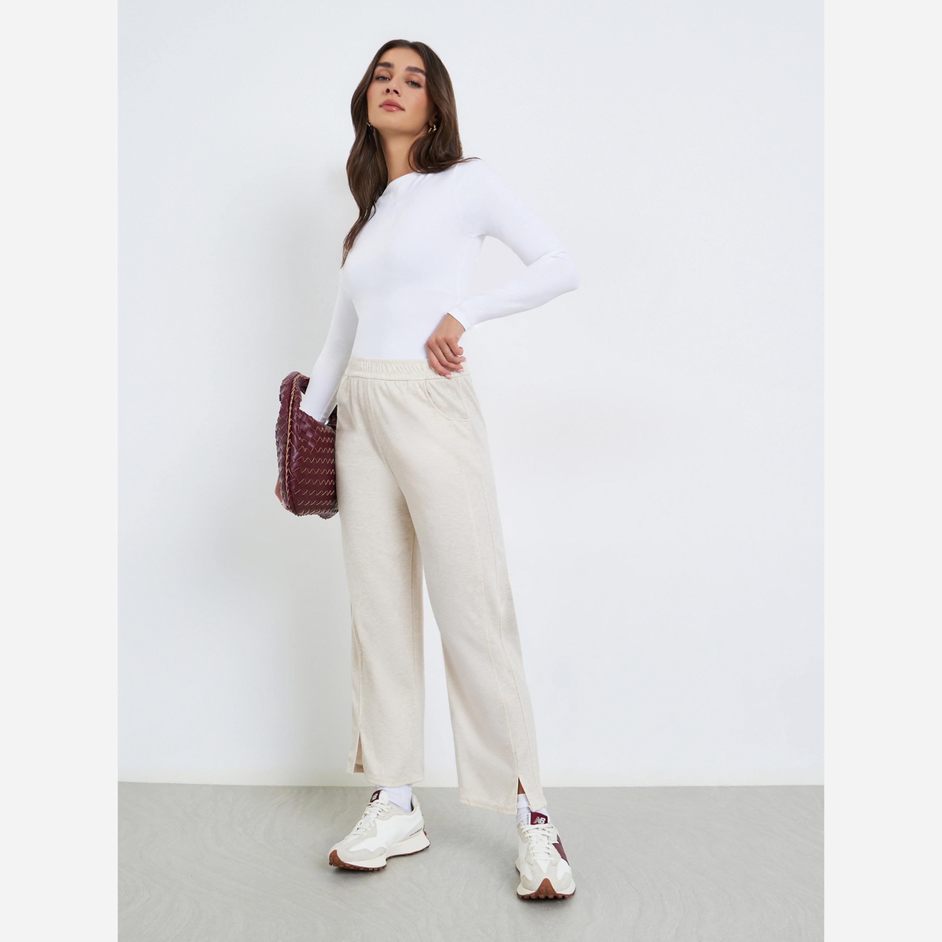 ستايلي - بنطال رياضي نسائي لون أبيض مقاس واسع-women-clothing-bottoms-joggers-image-2