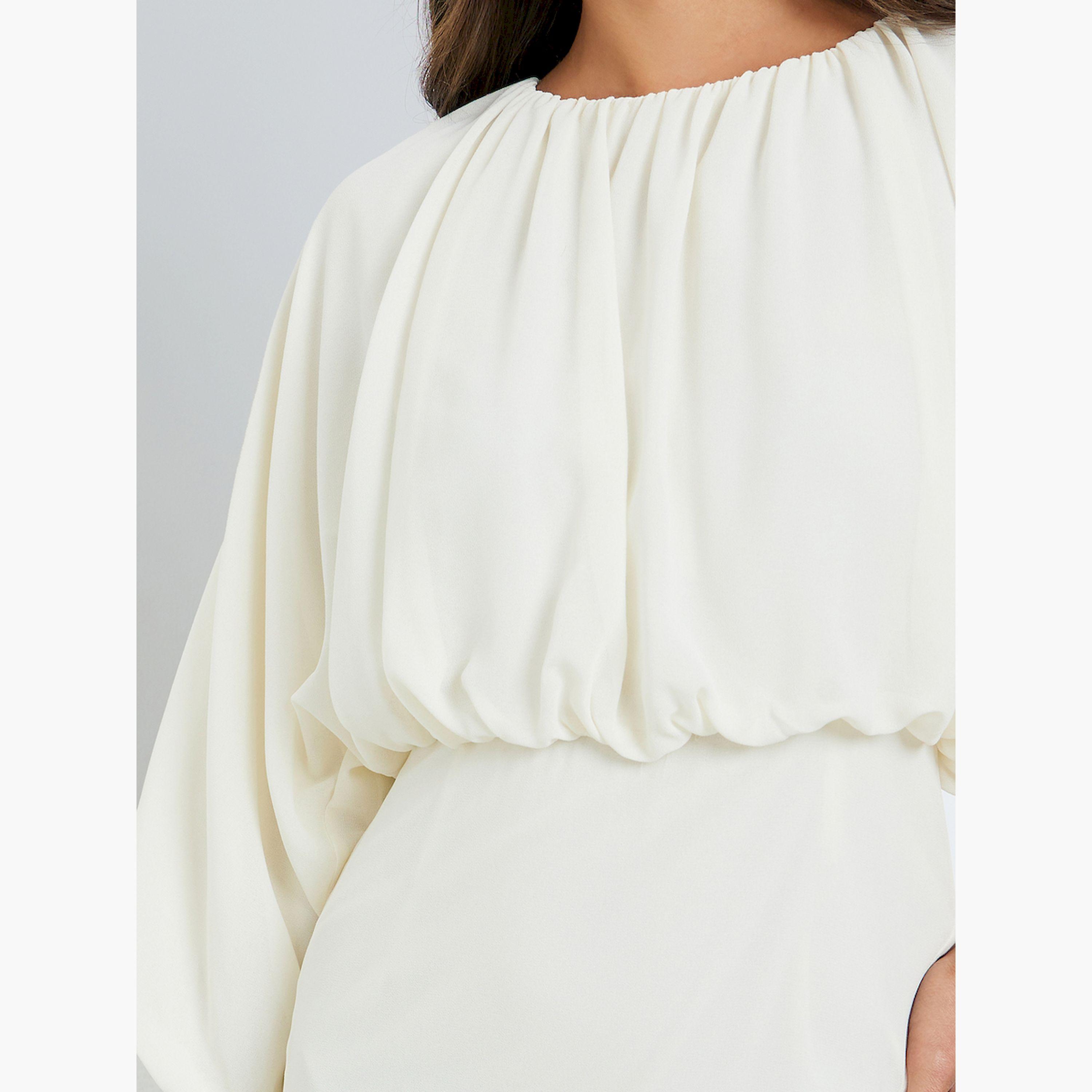 فستان طويل بحافة حورية البحر لون كريمي-women-clothing-dresses-image-5