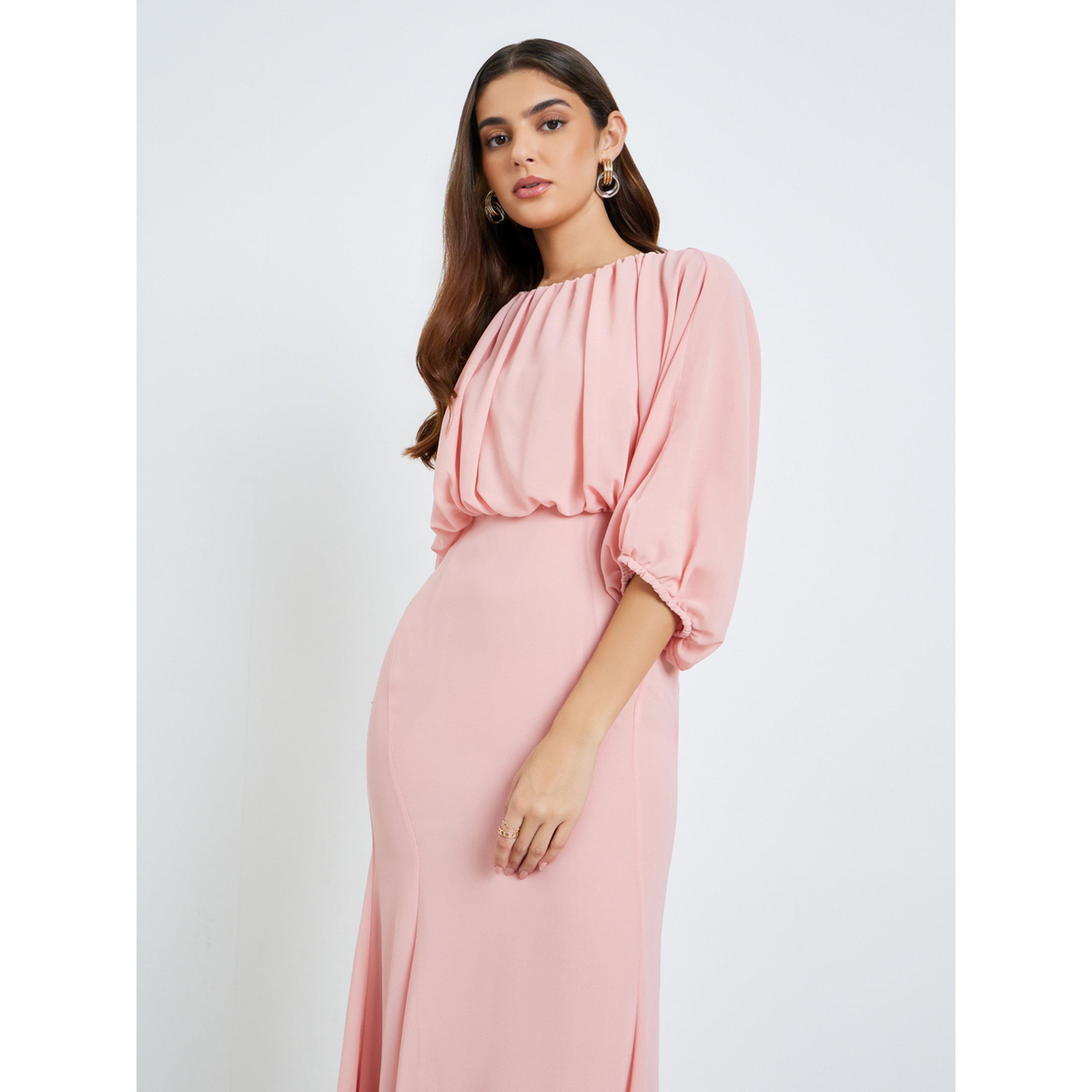 فستان طويل نسائي بحافة حورية البحر وأكمام منفوخة-women-clothing-dresses-image-2