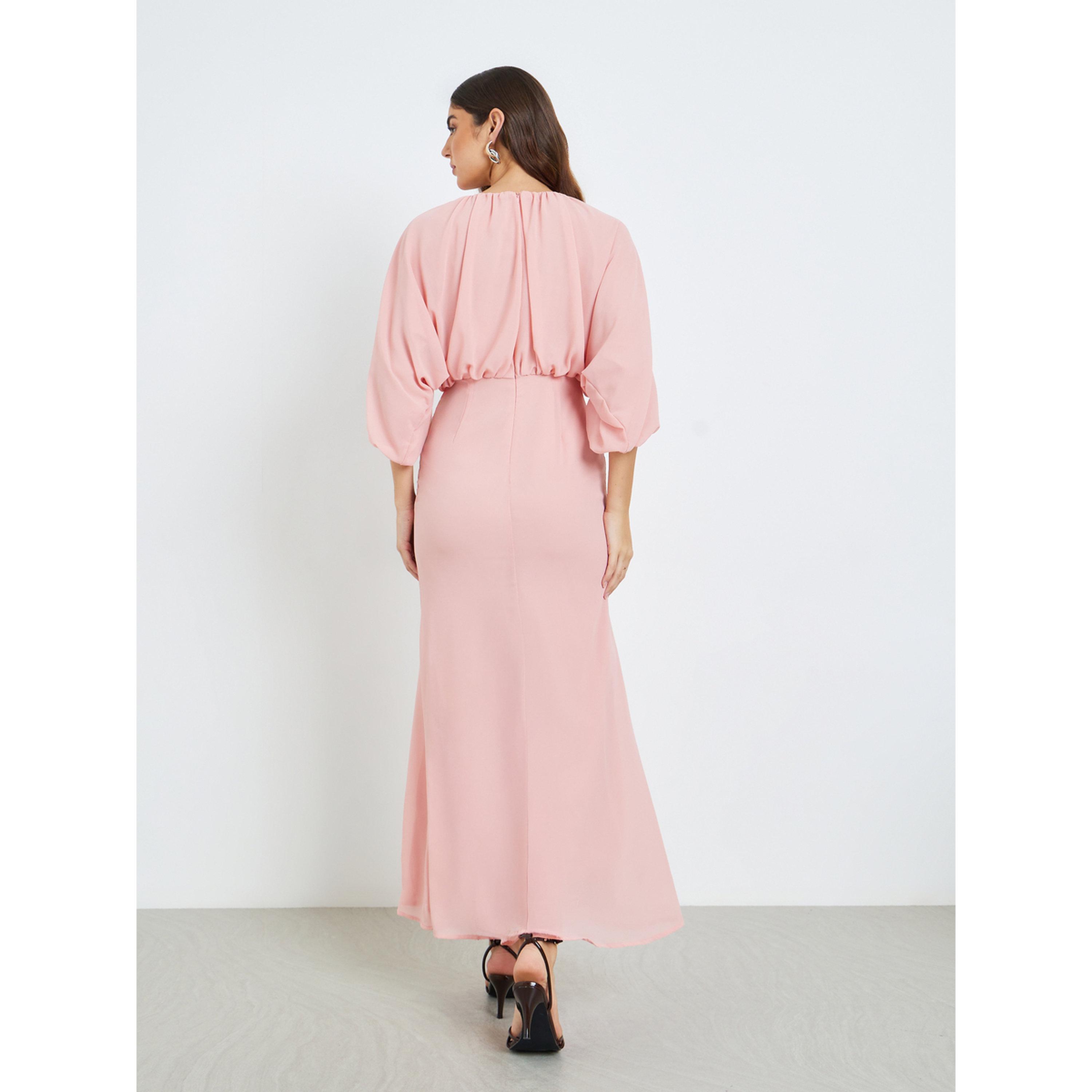 فستان طويل نسائي بحافة حورية البحر وأكمام منفوخة-women-clothing-dresses-image-4