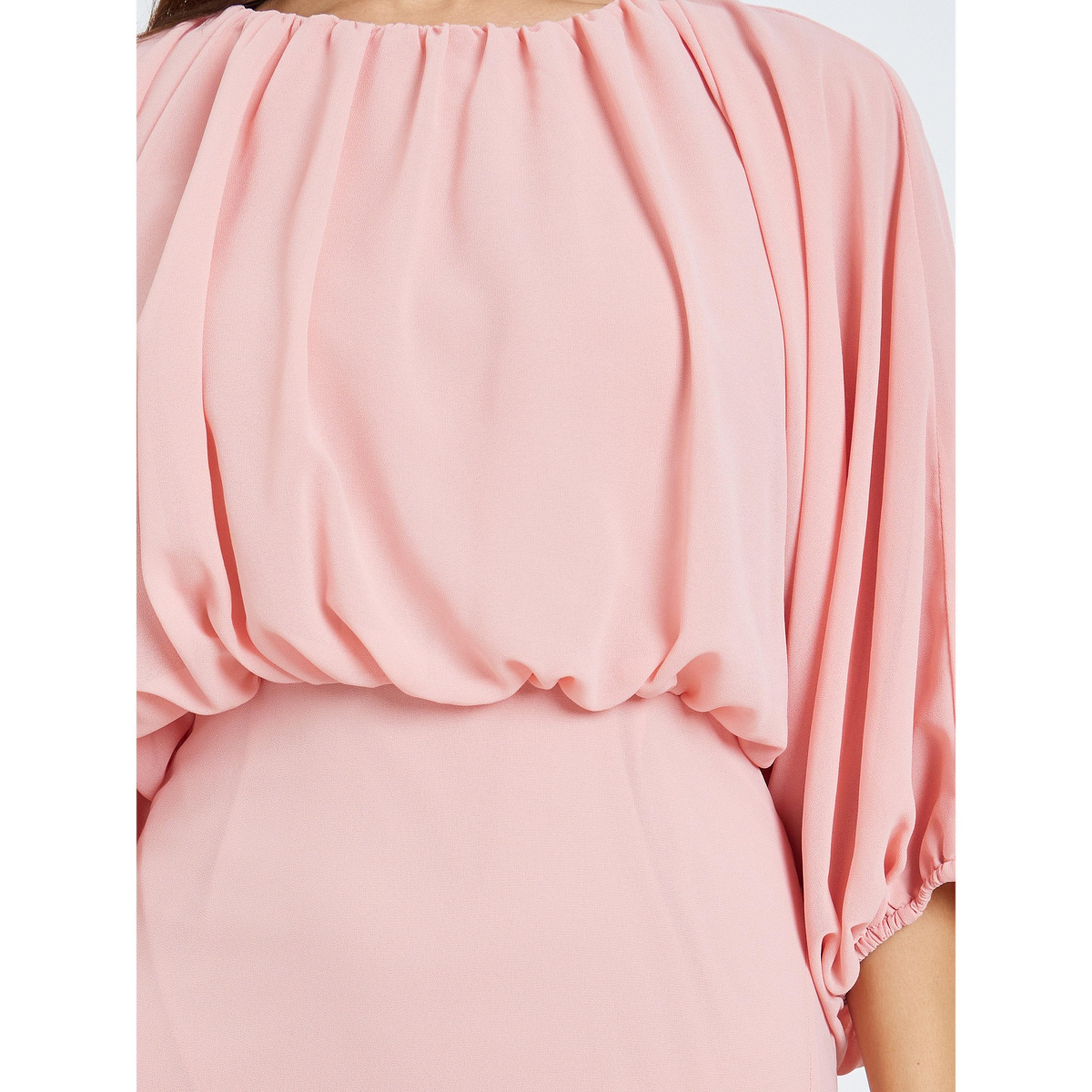 Styli Women Peach Balloon Sleeves Mermaid Hem Maxi Dress-women-clothing-dresses-image-5