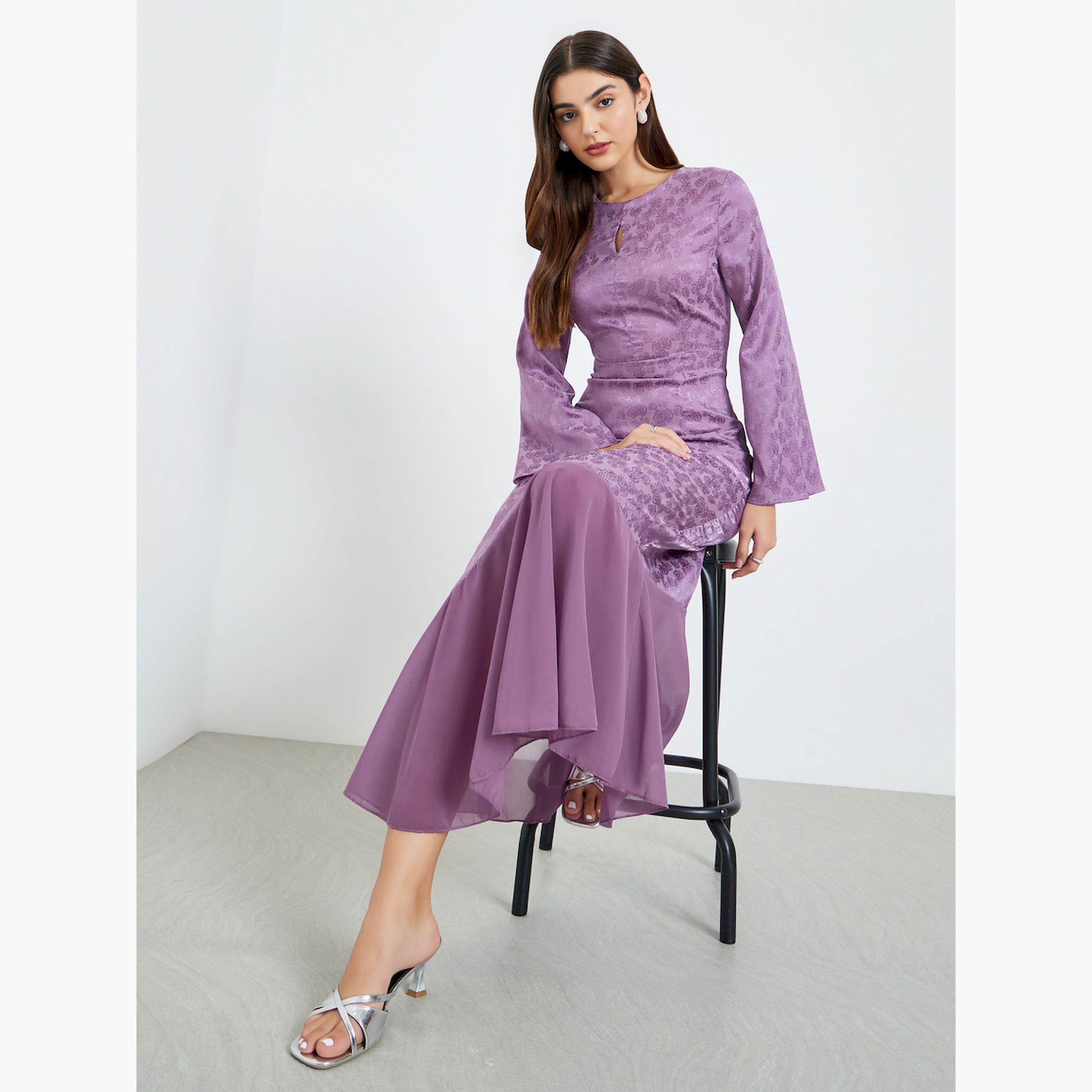 فستان طويل بأكمام طويلة وتصميم مريح-women-clothing-dresses-image-3